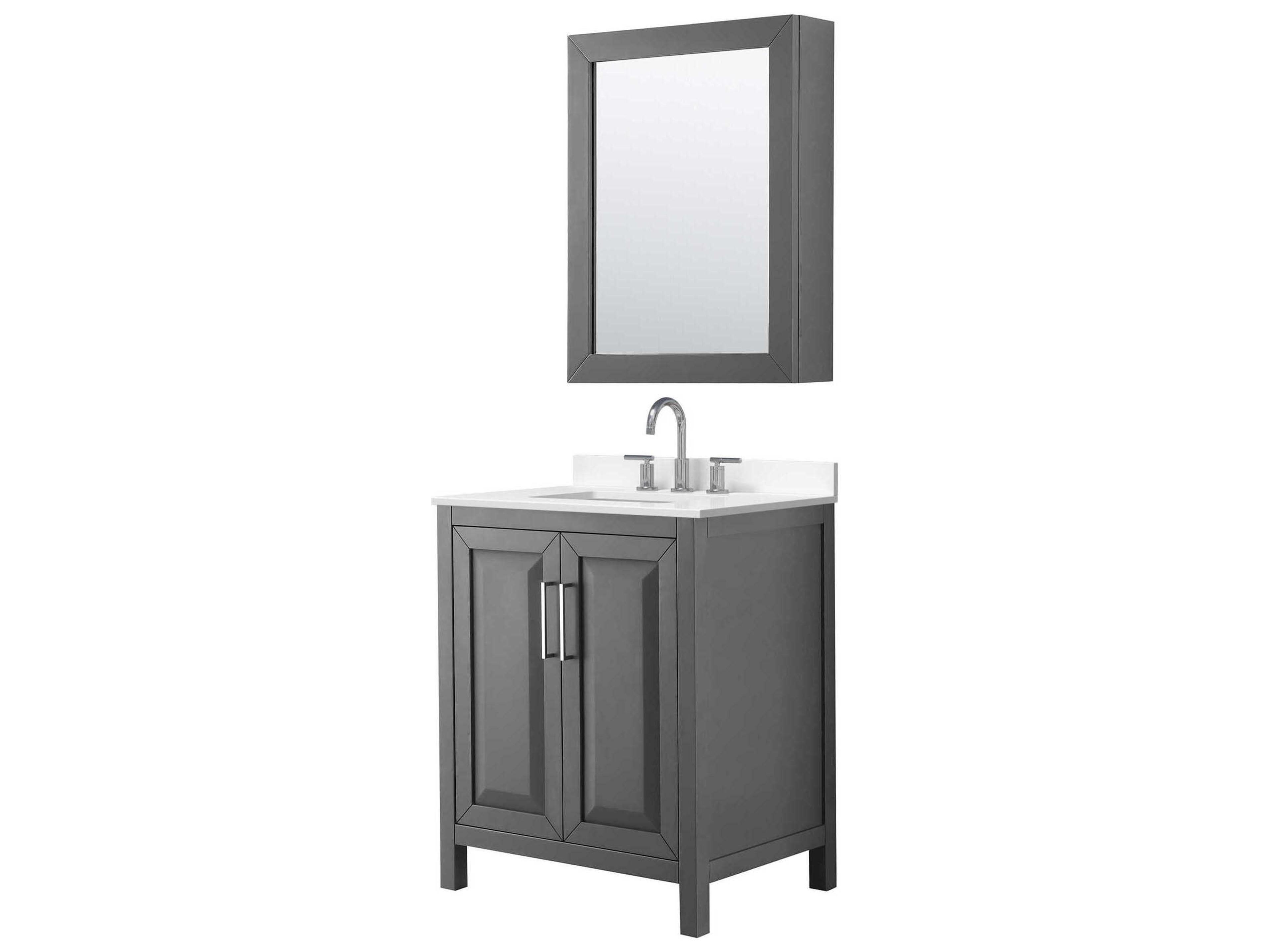 Wyndham Collection Daria 30" Dark Gray Vanity with Medicine Cabinet