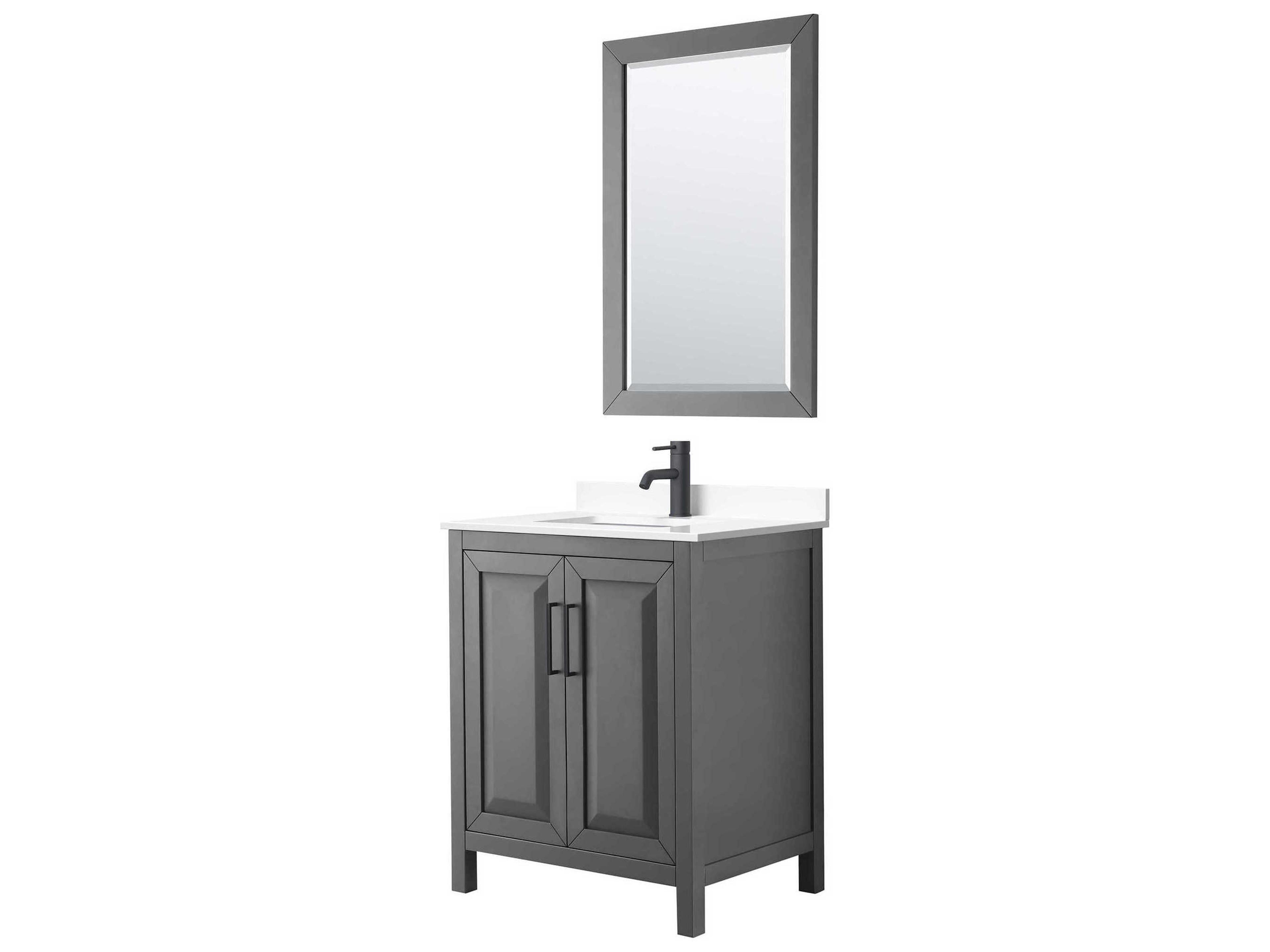 Wyndham Collection Daria 30" Dark Gray Vanity with 24" Mirror