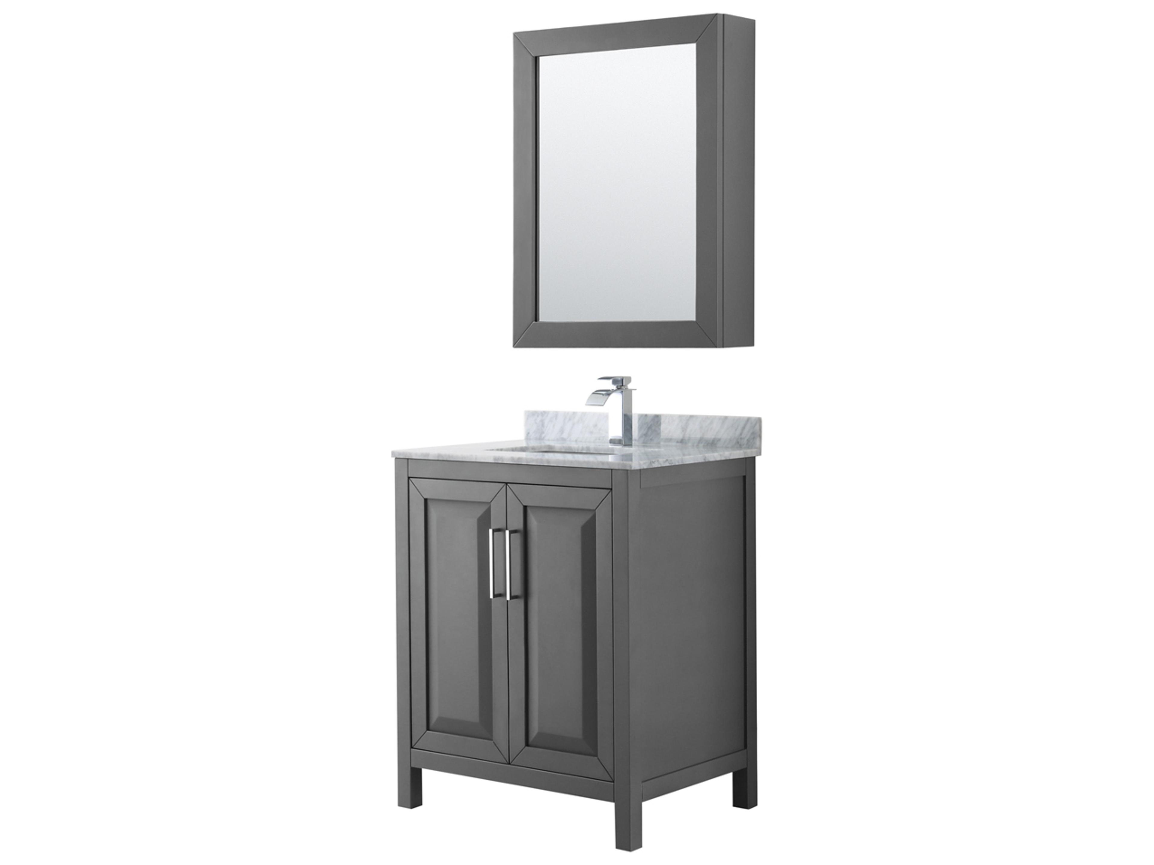 Wyndham Collection Daria 30" Dark Gray Vanity with Medicine Cabinet