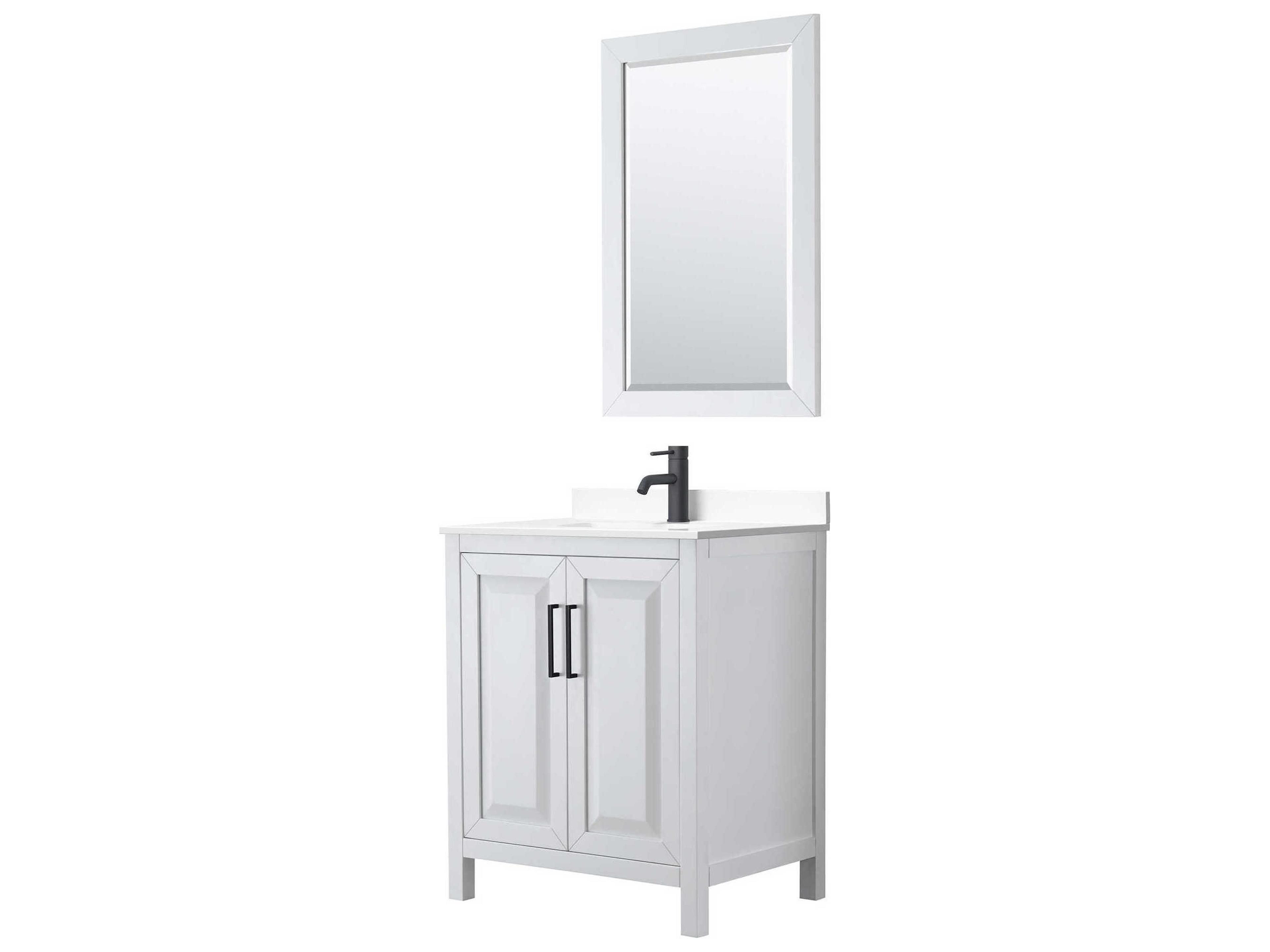 Wyndham Collection Daria 30" White Vanity with 24" Mirror