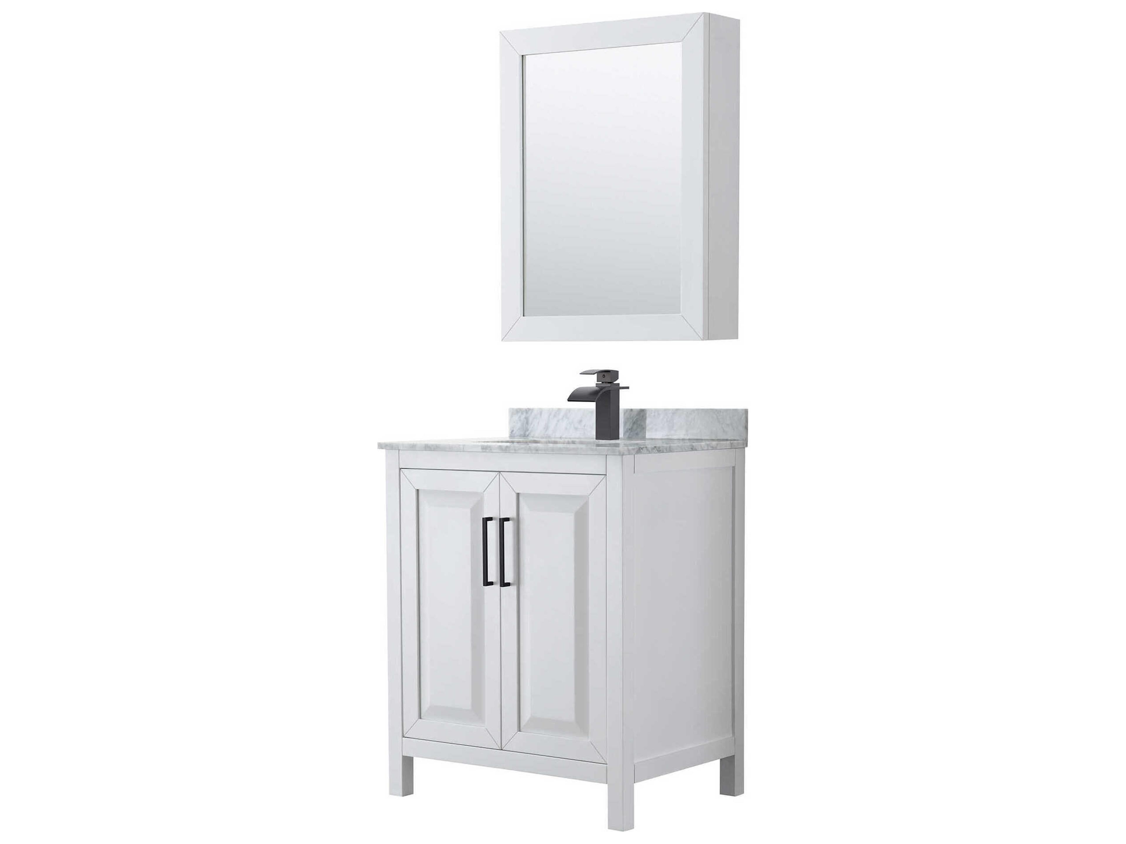 Wyndham Collection Daria 30" White Vanity with Medicine Cabinet