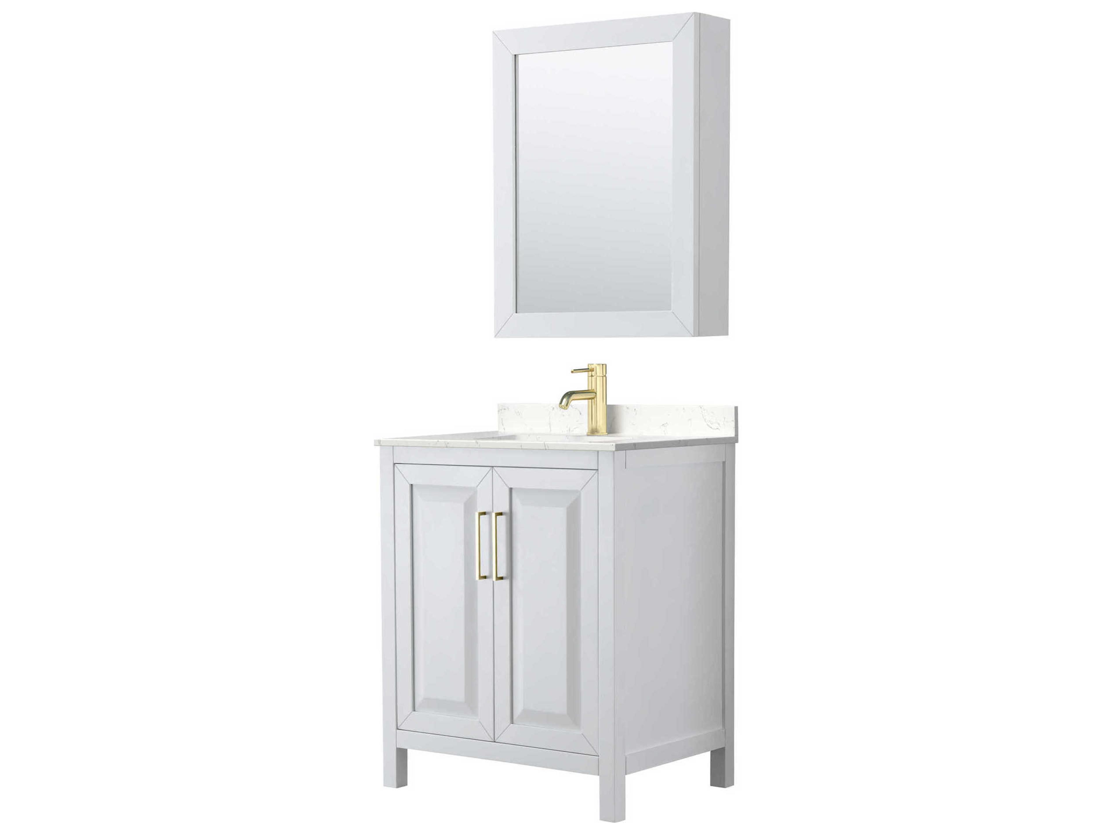 Wyndham Collection Daria 30" White Vanity with Medicine Cabinet