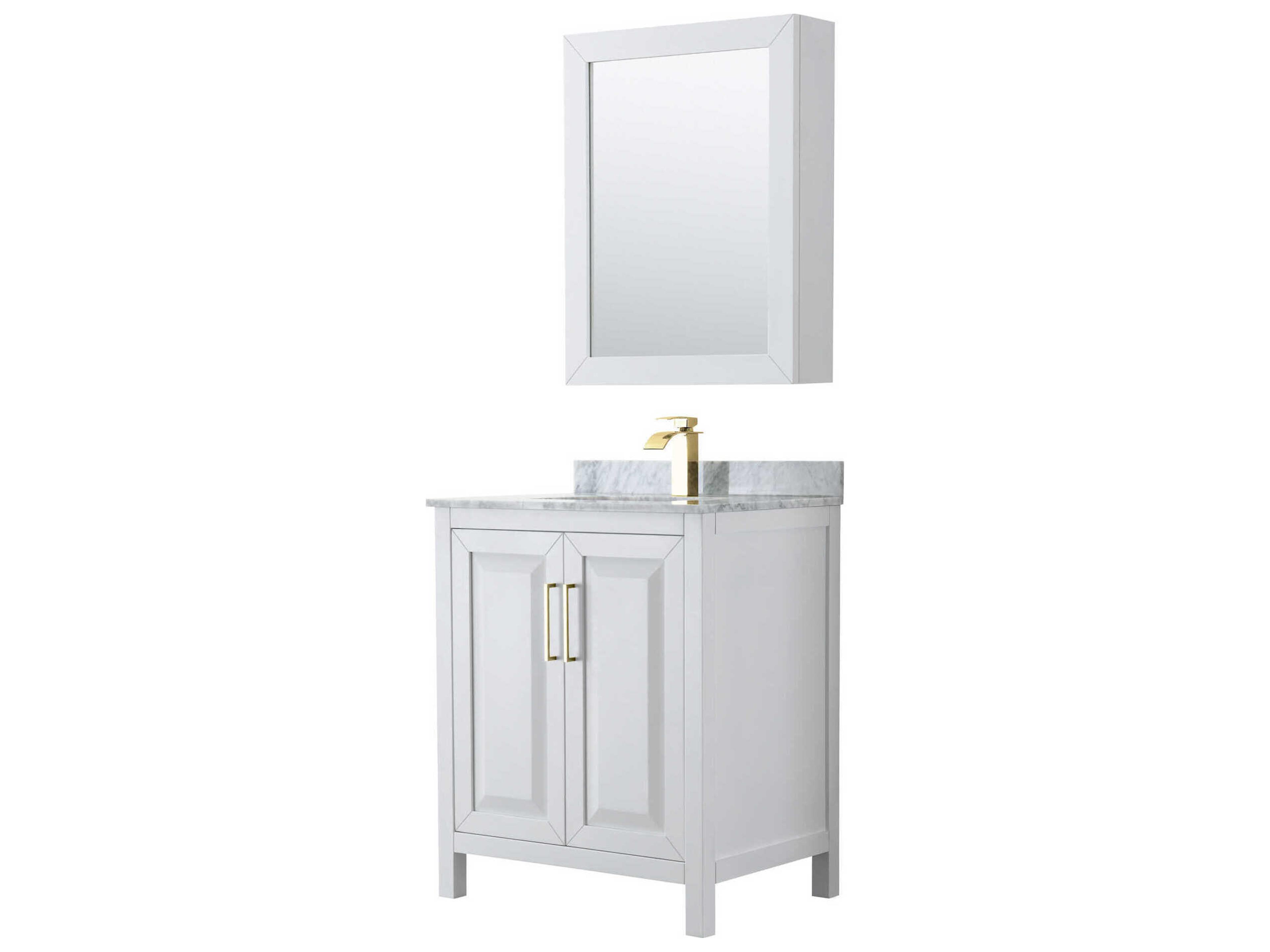 Wyndham Collection Daria 30" White Vanity with Medicine Cabinet