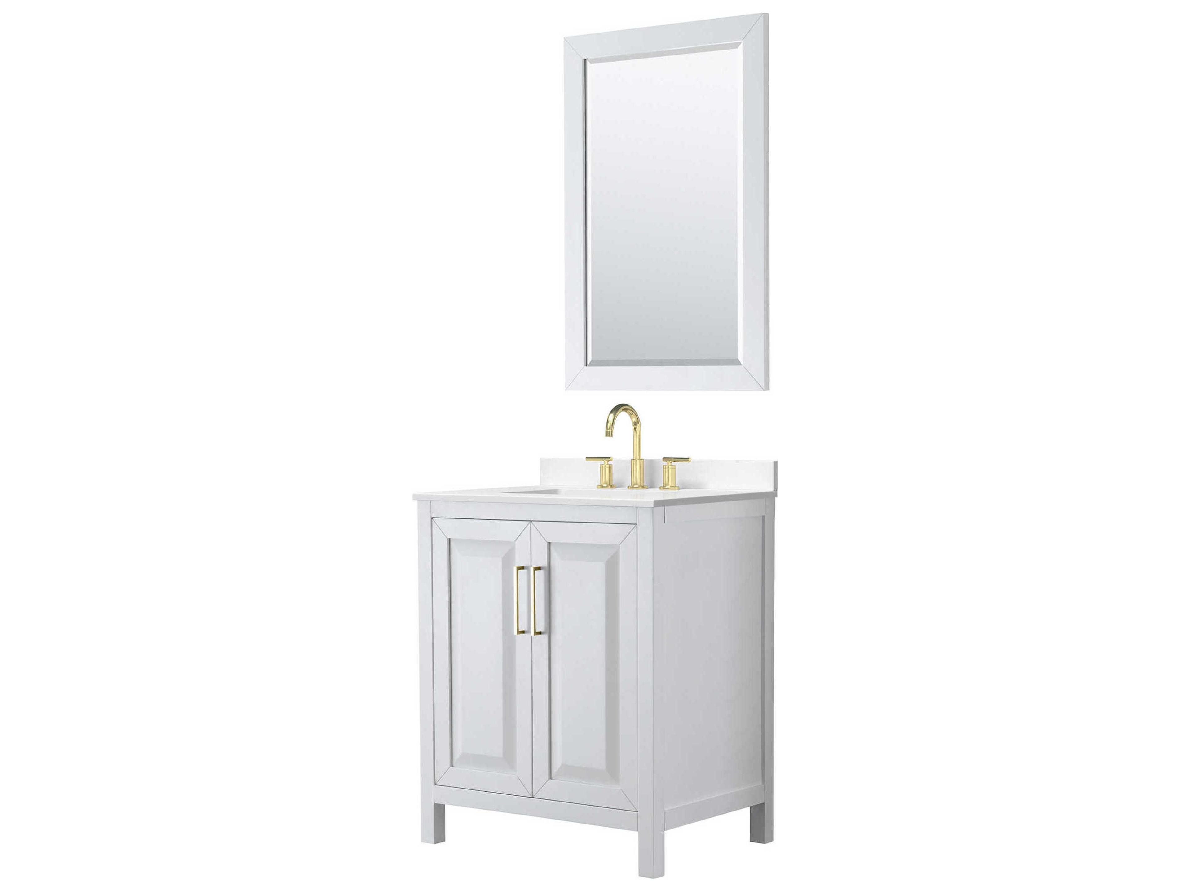 Wyndham Collection Daria 30" White Vanity with 24" Mirror
