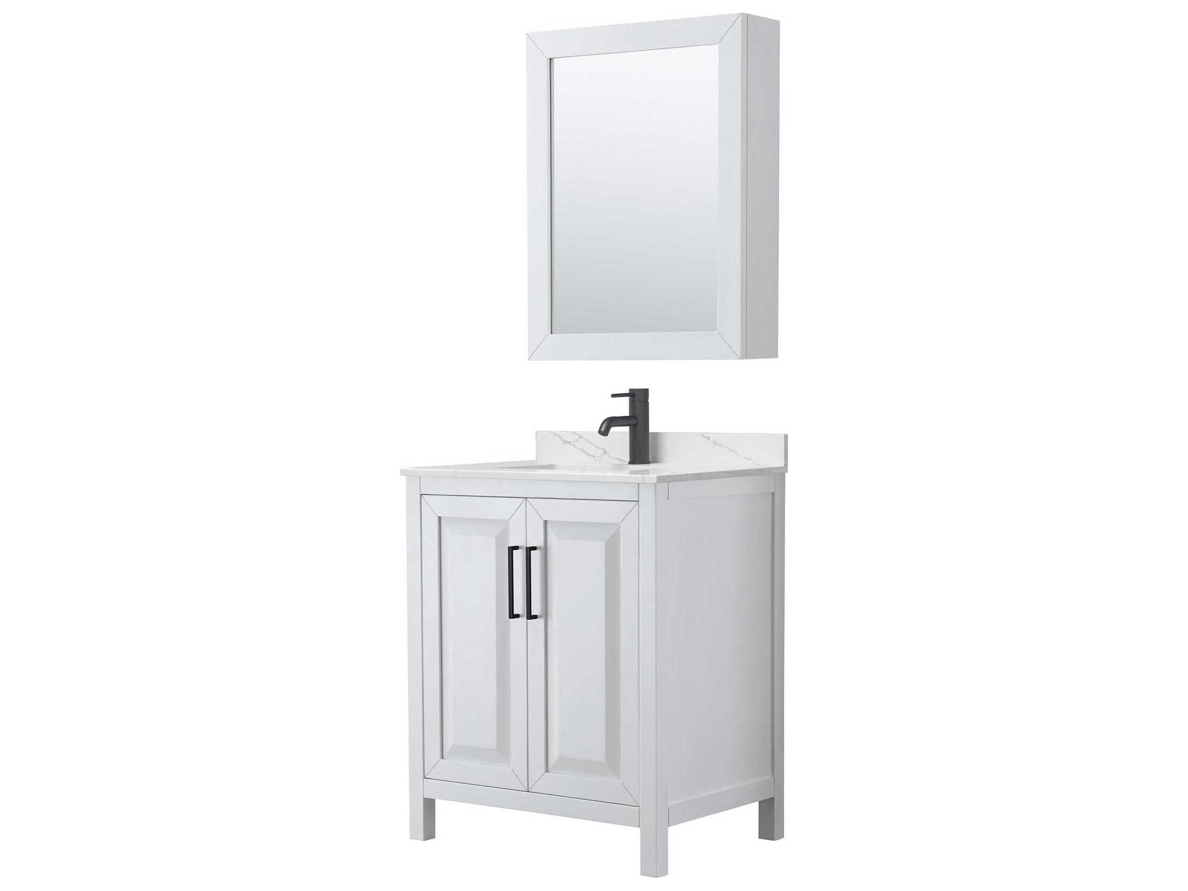 Wyndham Collection Daria 30" White Vanity with Medicine Cabinet