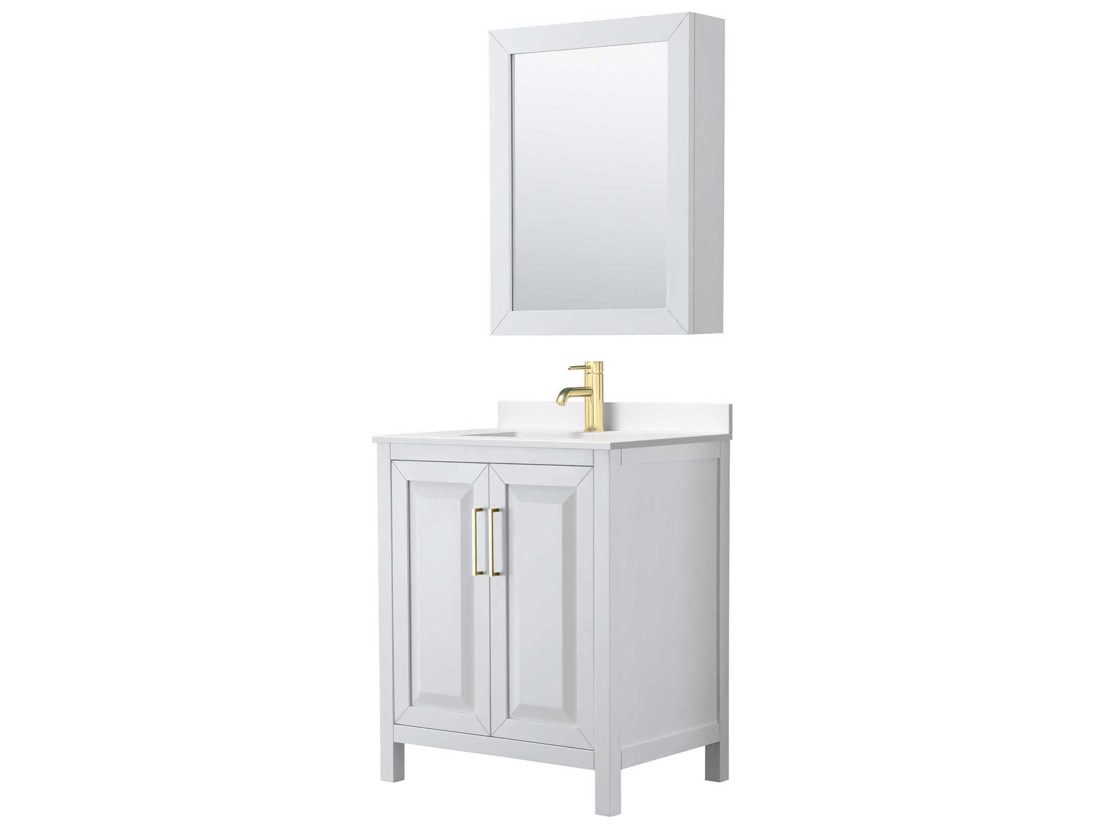 Wyndham Collection Daria 30" White Vanity with Medicine Cabinet