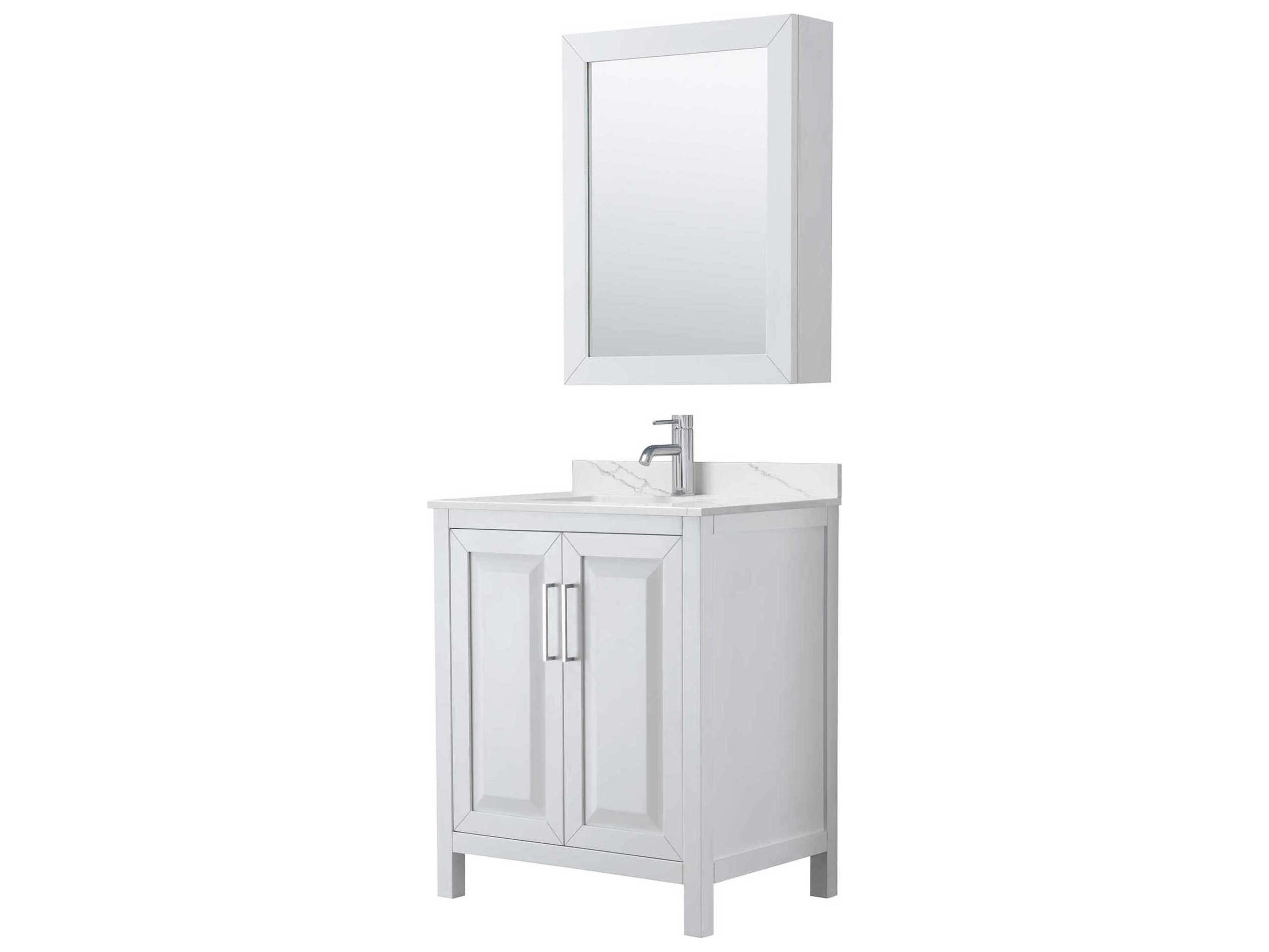 Wyndham Collection Daria 30" White Vanity with Medicine Cabinet