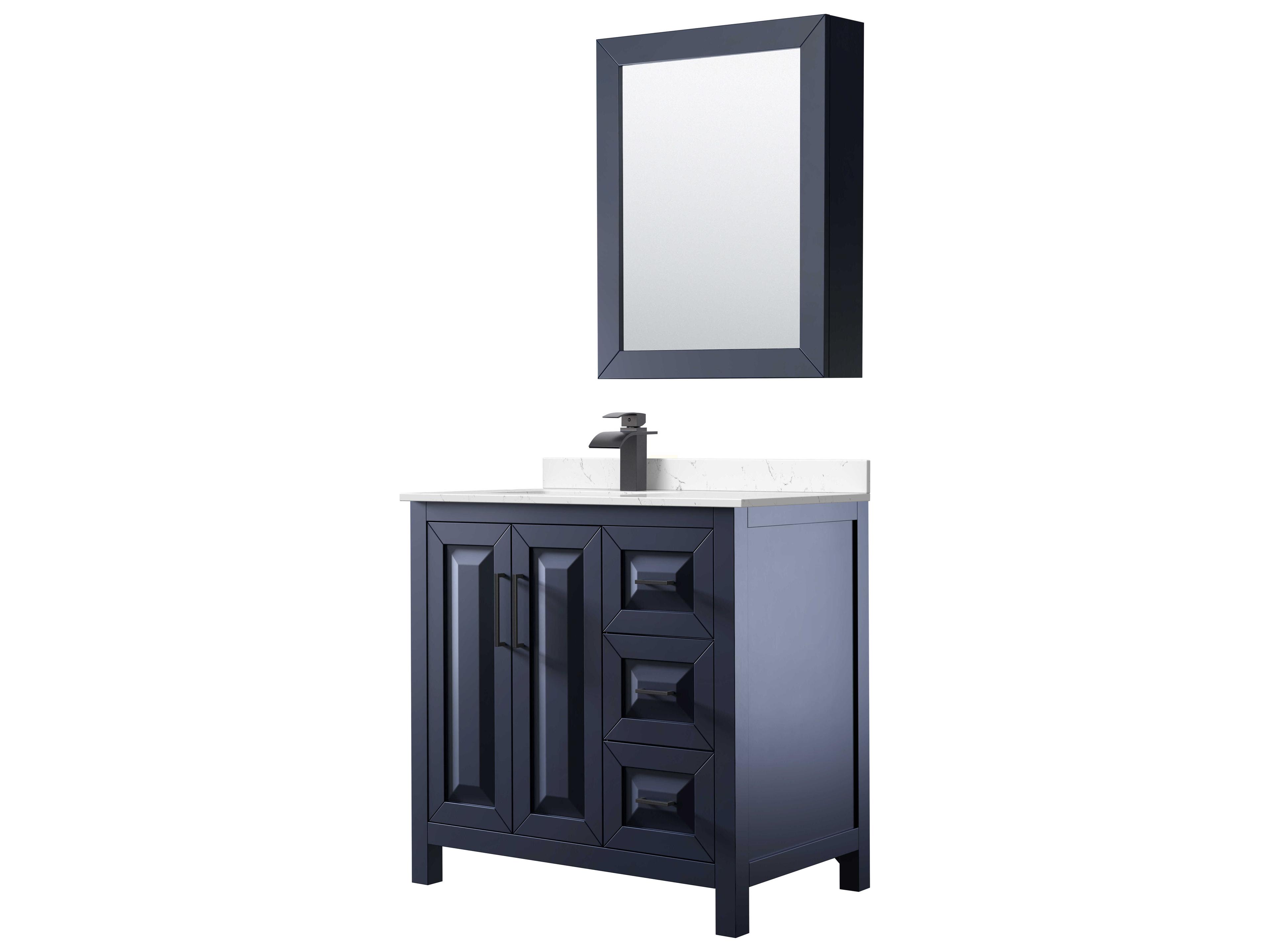 Daria 36" Dark Blue Vanity with Medicine Cabinet