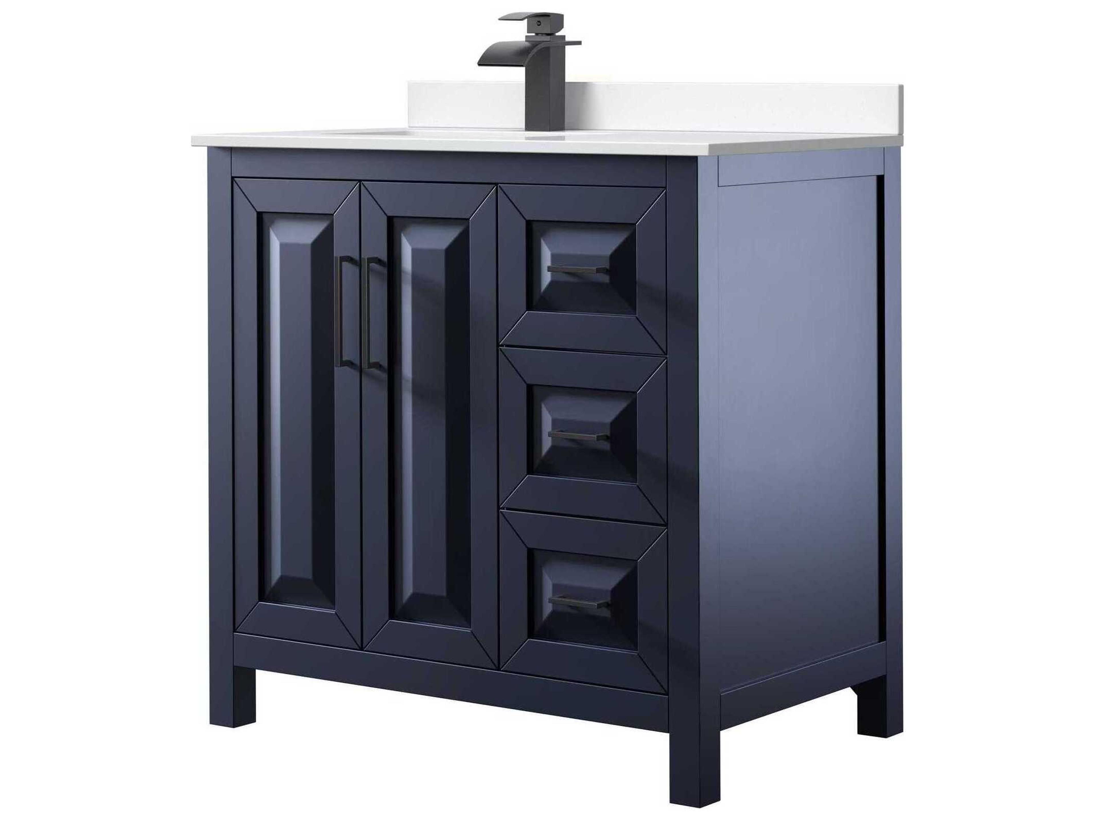 Wyndham Collection Daria 36" Dark Blue Vanity