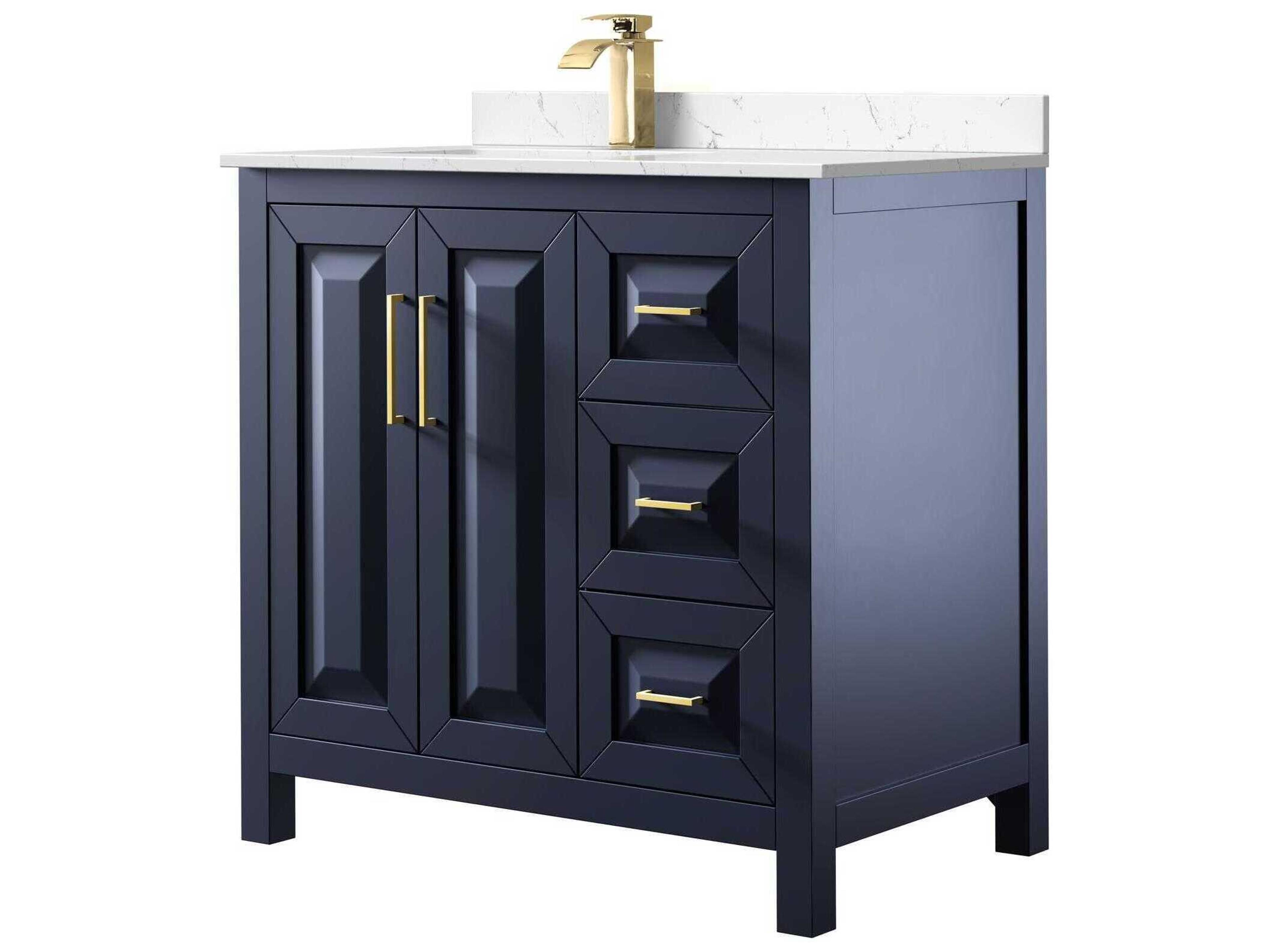 Wyndham Collection Daria 36" Dark Blue Vanity
