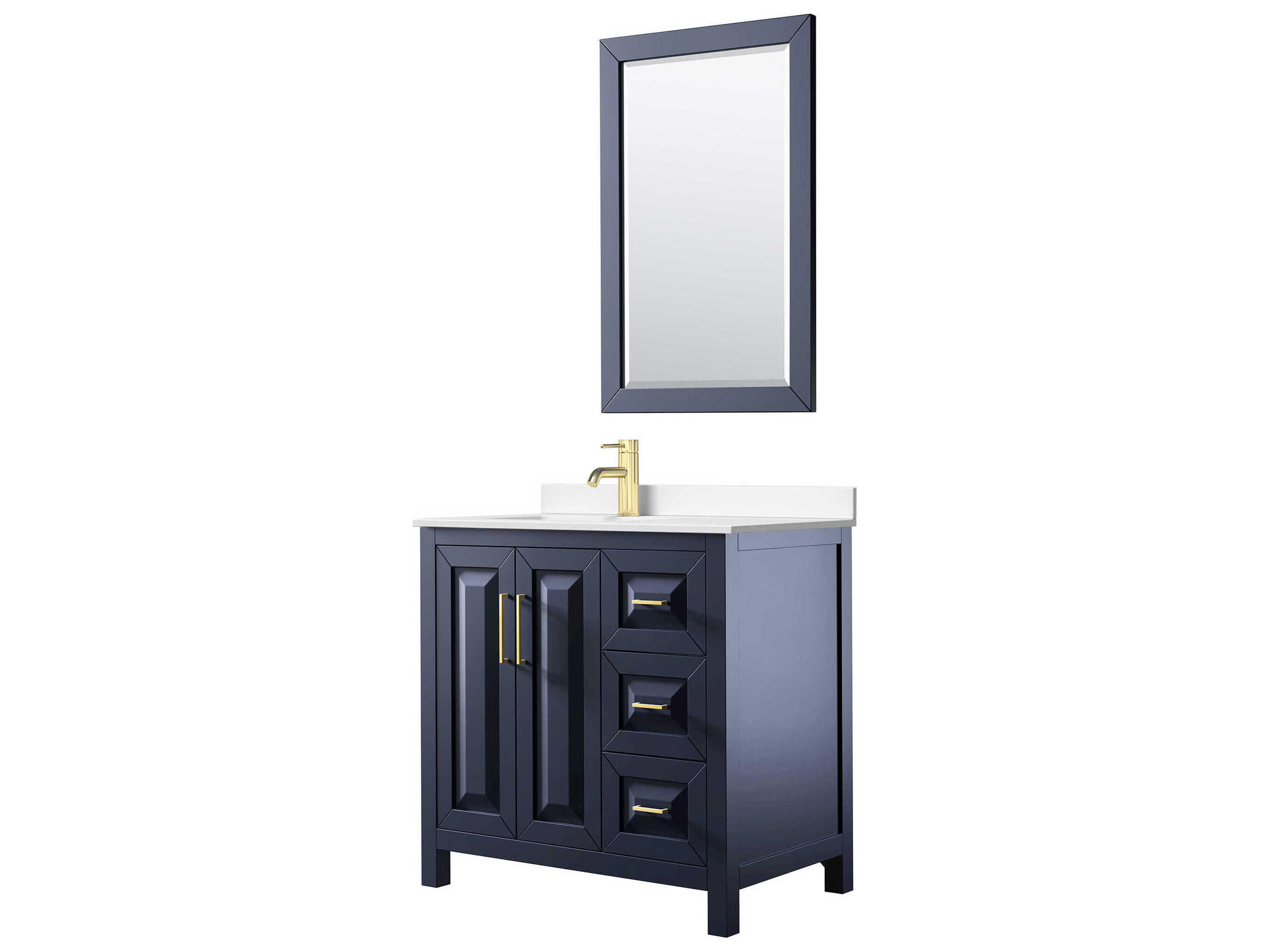 Wyndham Collection Daria 36" Dark Blue Vanity with 24" Mirror
