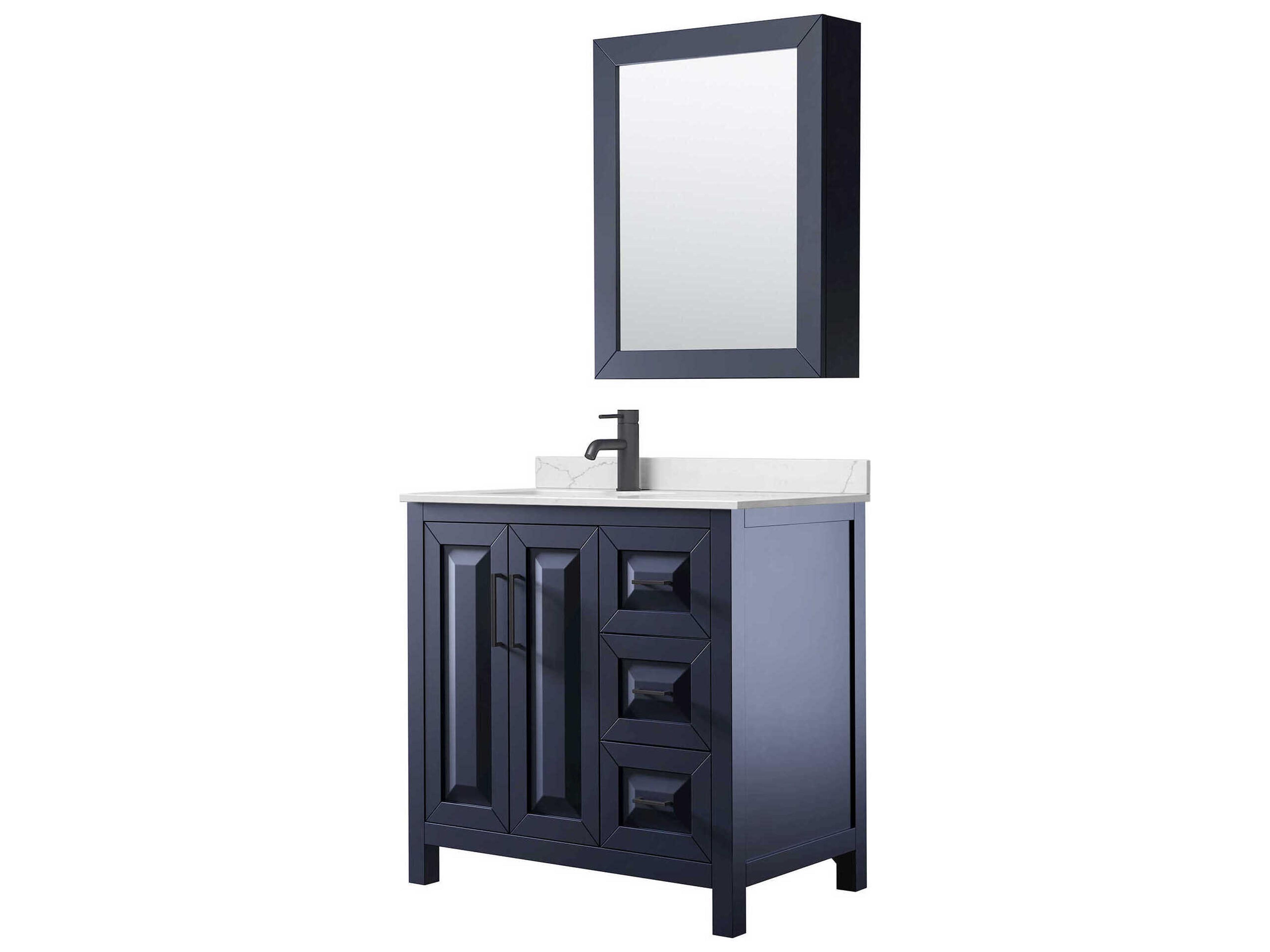 Daria 36" Dark Blue Vanity with Medicine Cabinet