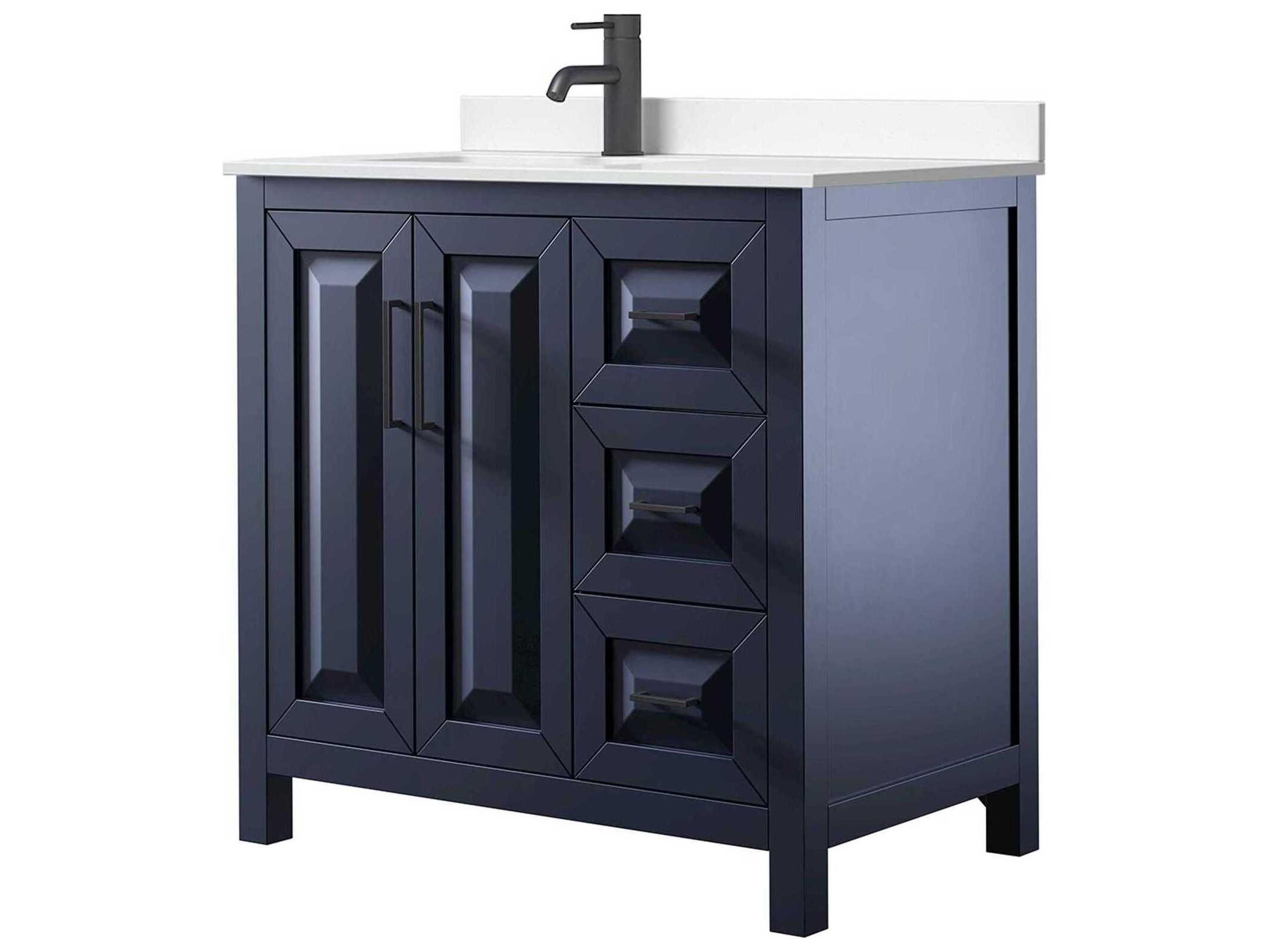 Wyndham Collection Daria 36" Dark Blue Vanity