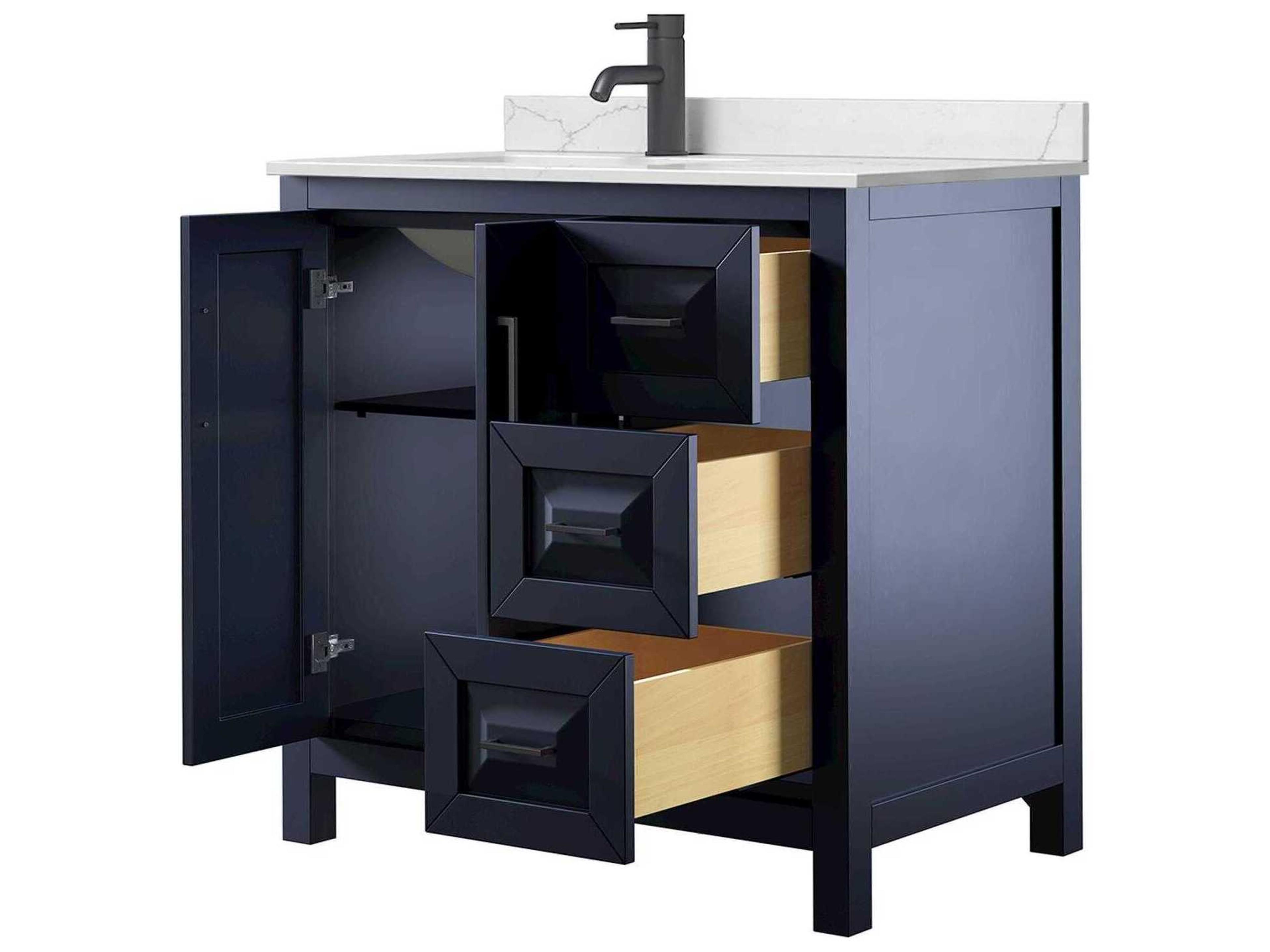 Wyndham Collection Daria 36" Dark Blue Vanity