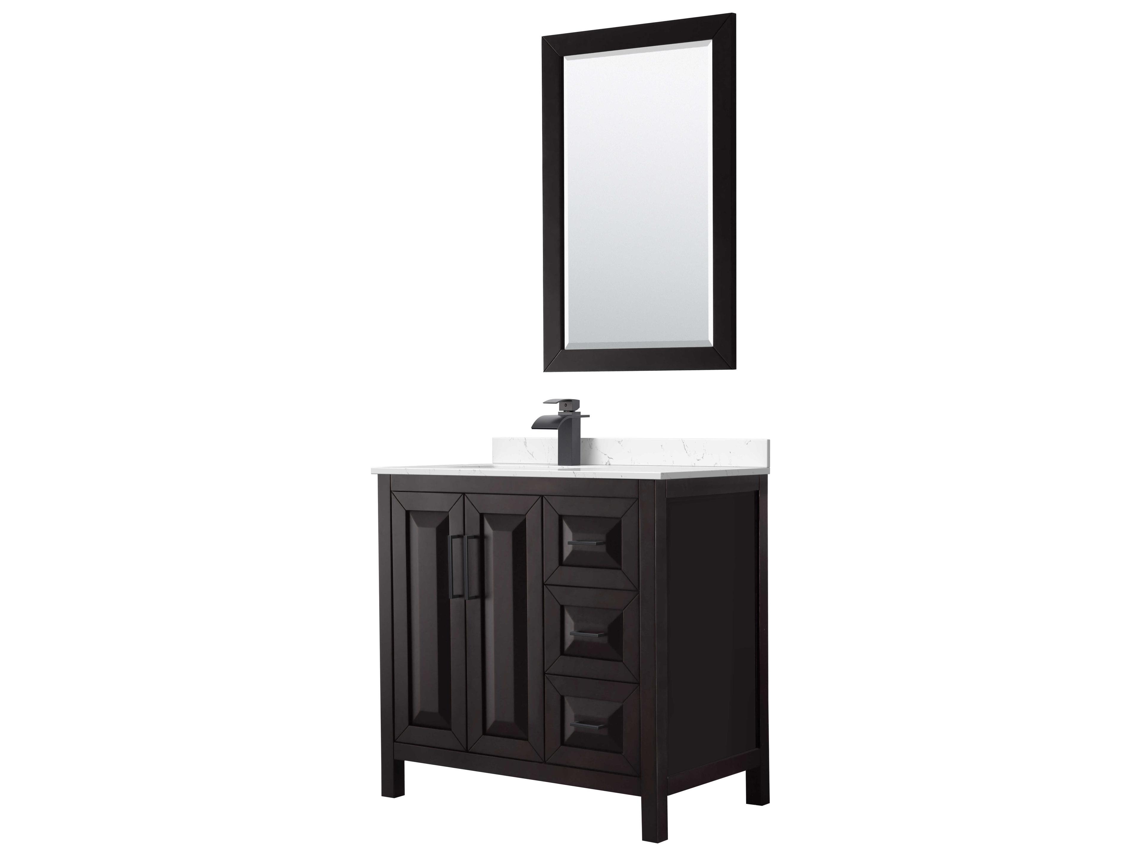 Wyndham Collection Daria 36" Dark Espresso Vanity with 24" Mirror