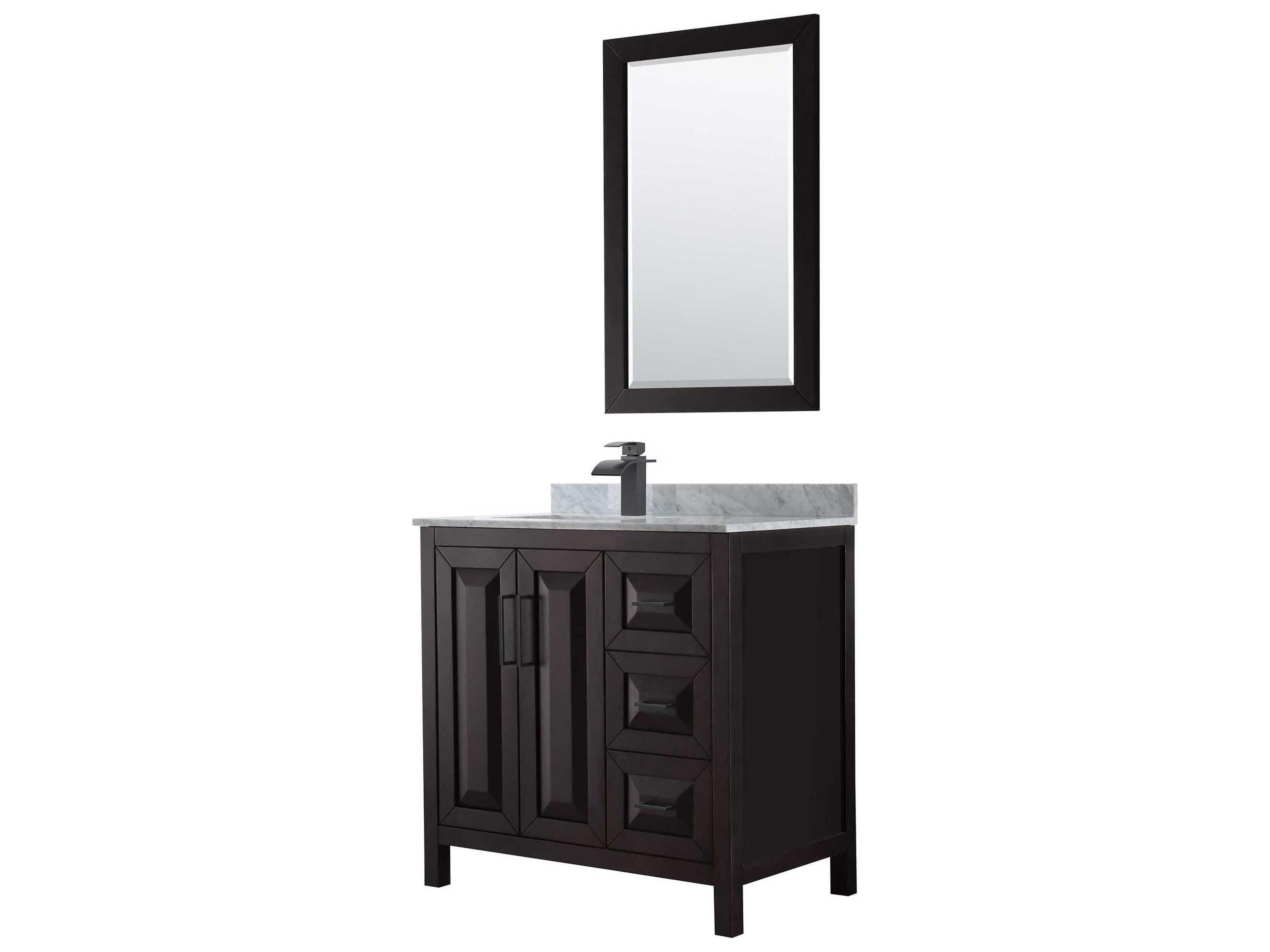 Wyndham Collection Daria 36" Dark Espresso Vanity with 24" Mirror
