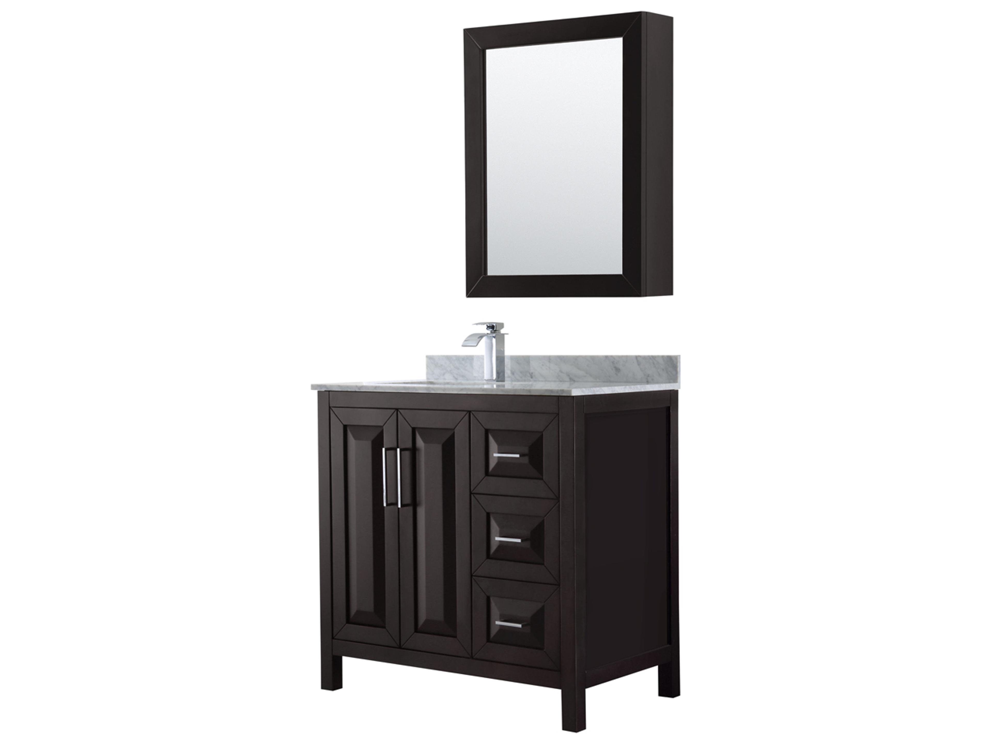 Wyndham Collection Daria 36" Dark Espresso Vanity with Medicine Cabinet