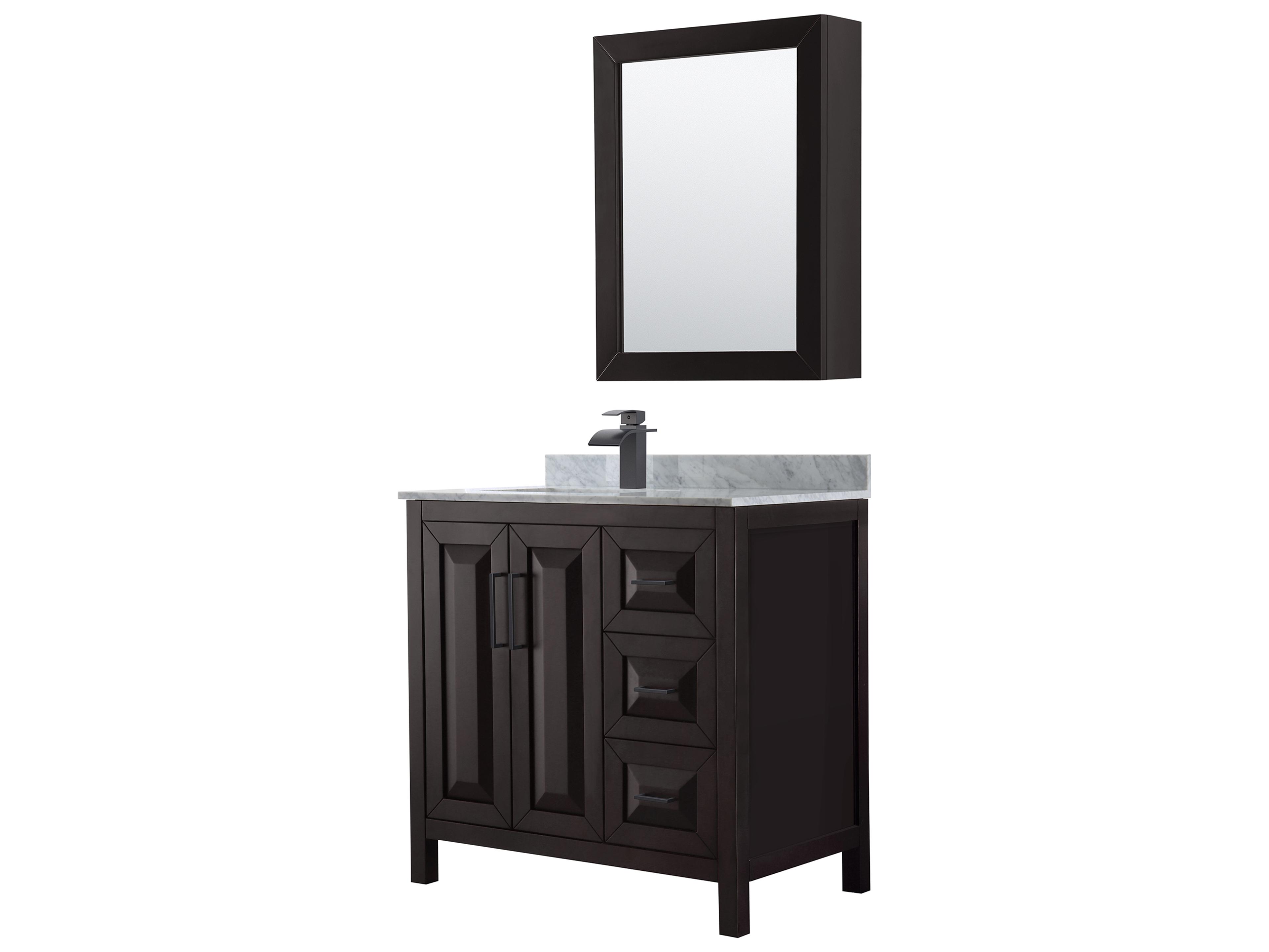 Wyndham Collection Daria 36" Dark Espresso Vanity with Medicine Cabinet
