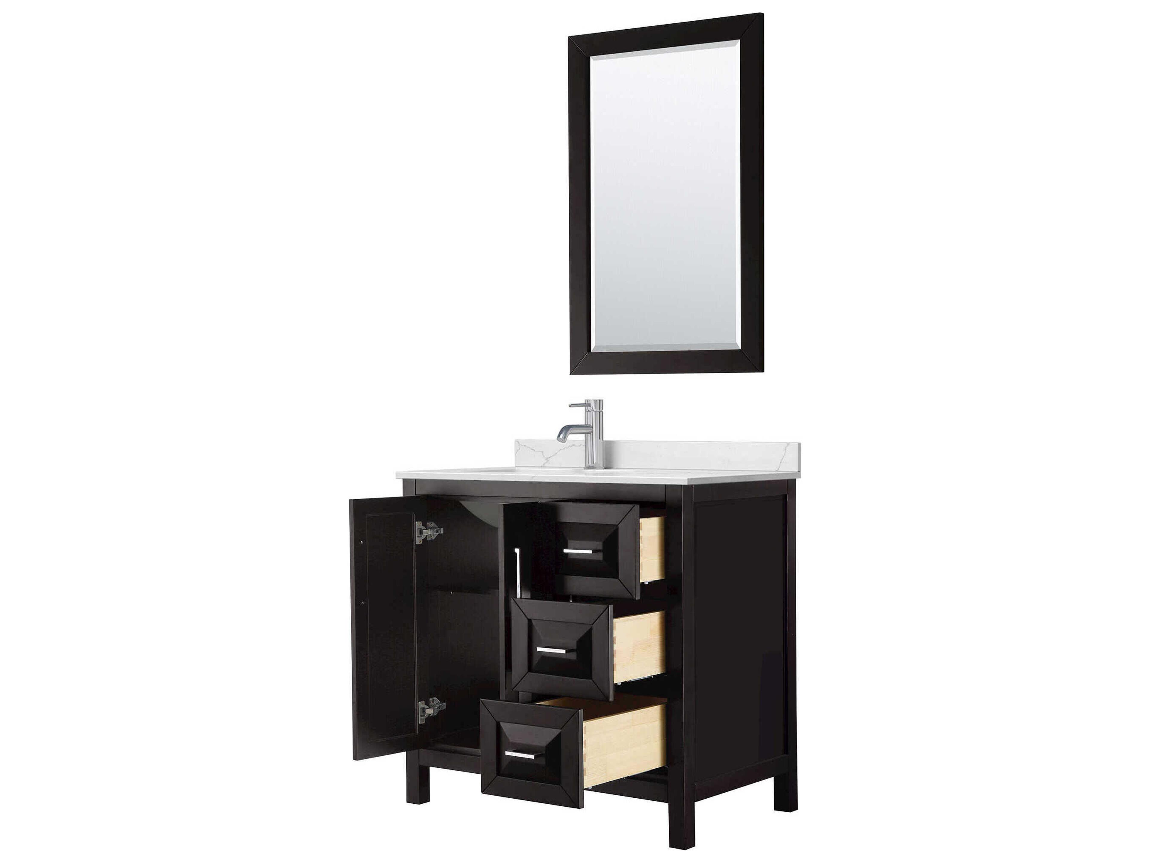 Wyndham Collection Daria 36" Dark Espresso Vanity with 24" Mirror