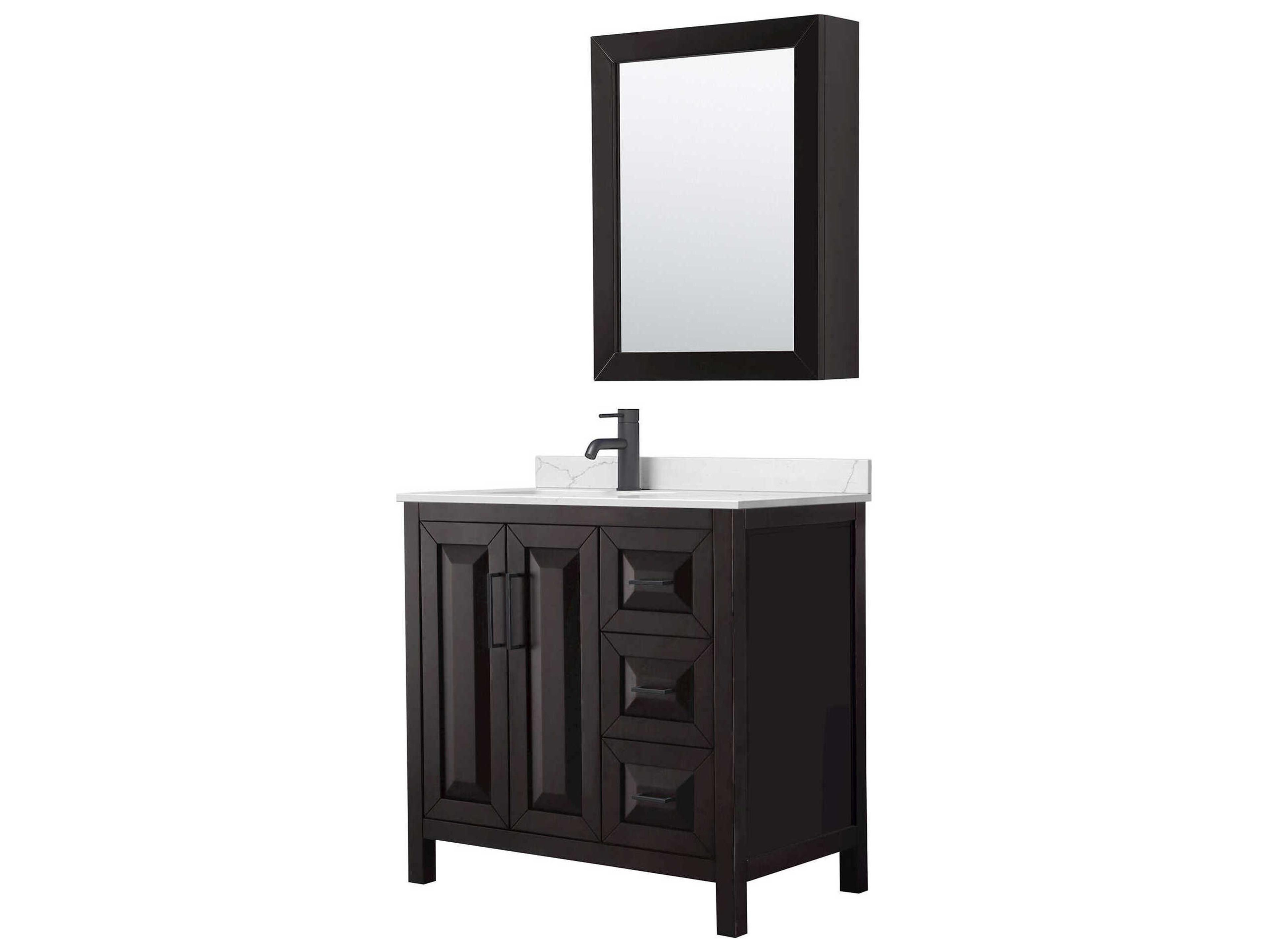 Wyndham Collection Daria 36" Dark Espresso Vanity with Medicine Cabinet