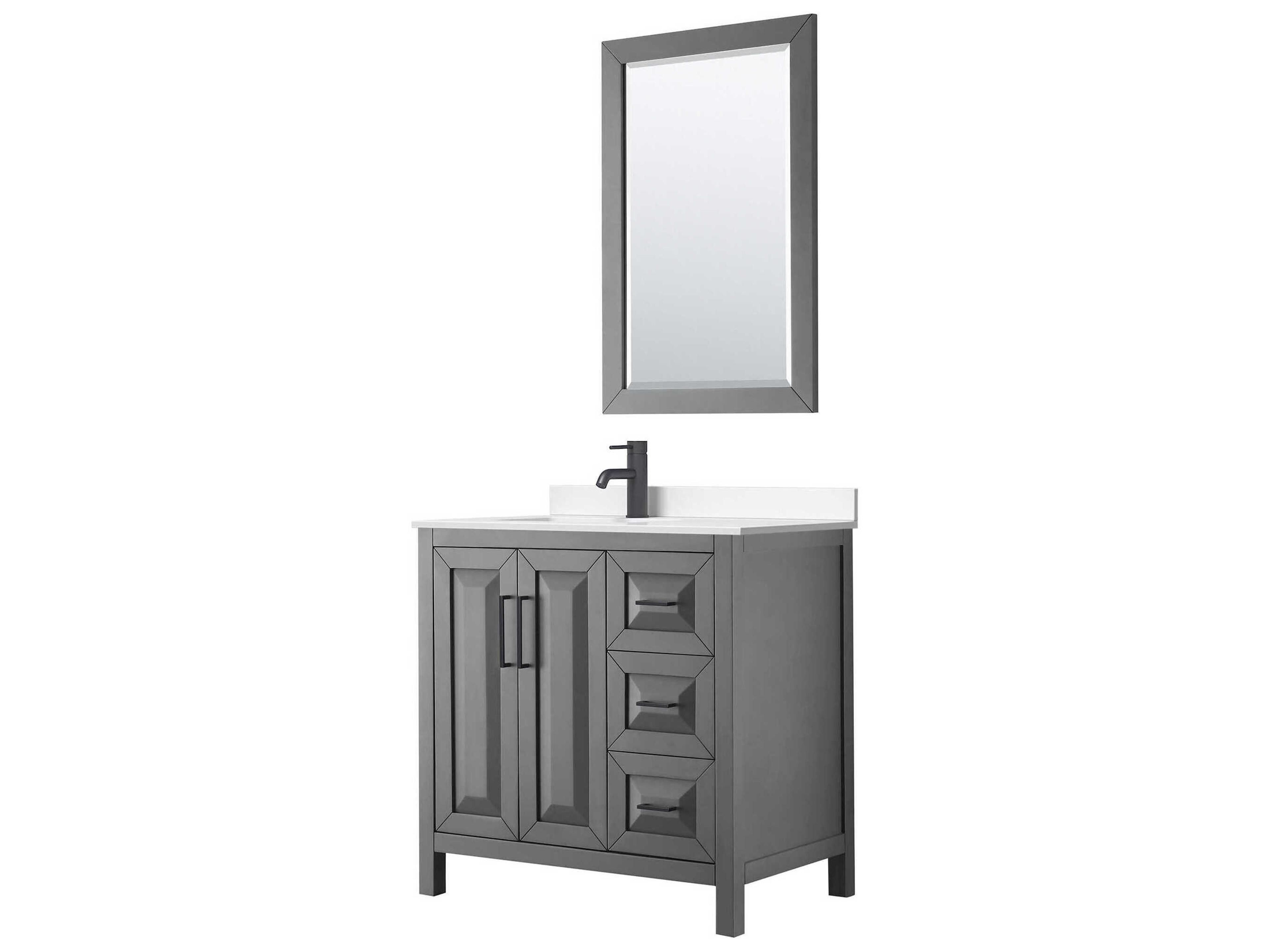 Wyndham Collection Daria 36" Dark Gray Vanity with 24" Mirror