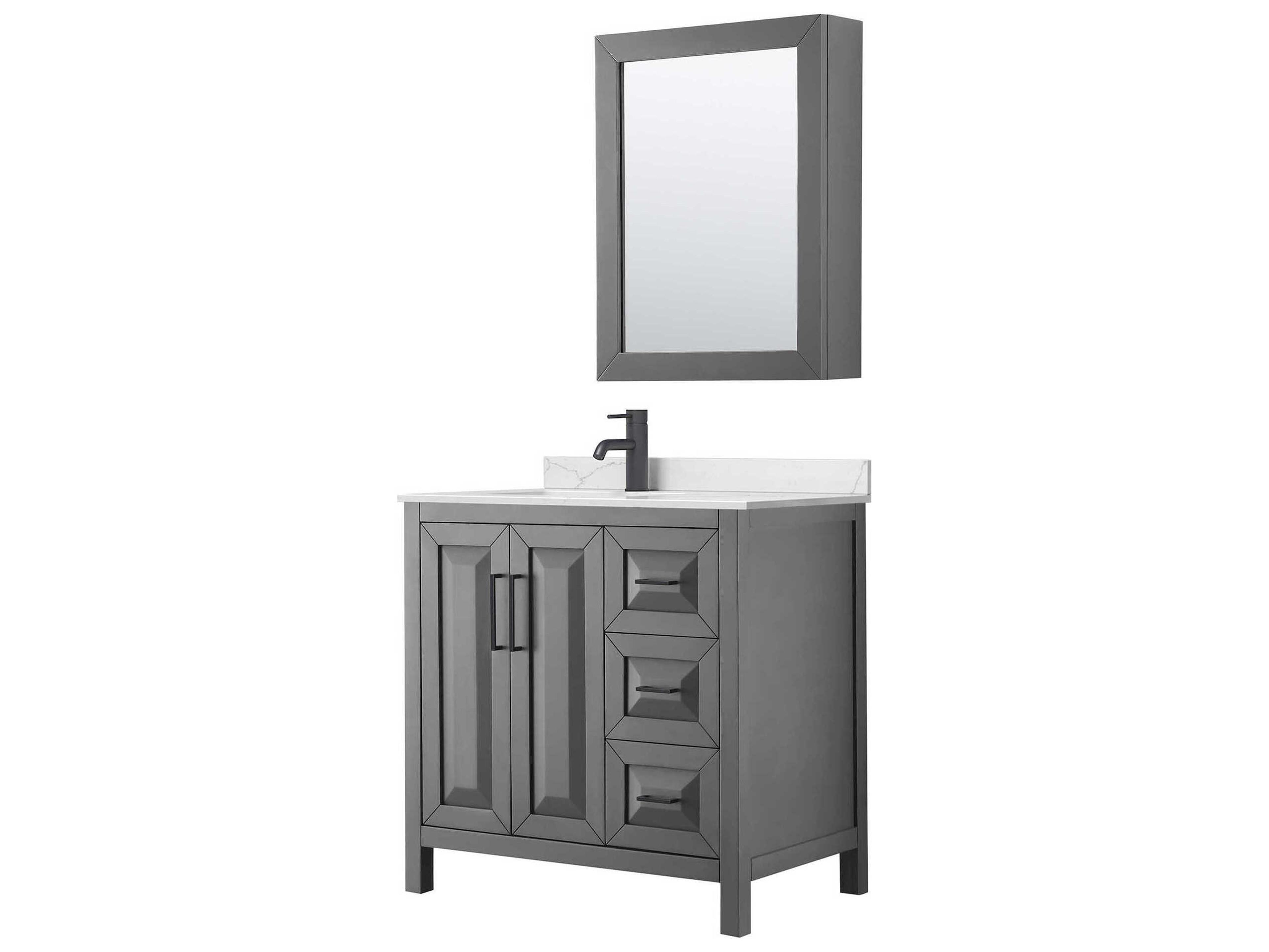 Daria 36" Dark Gray Vanity with Medicine Cabinet