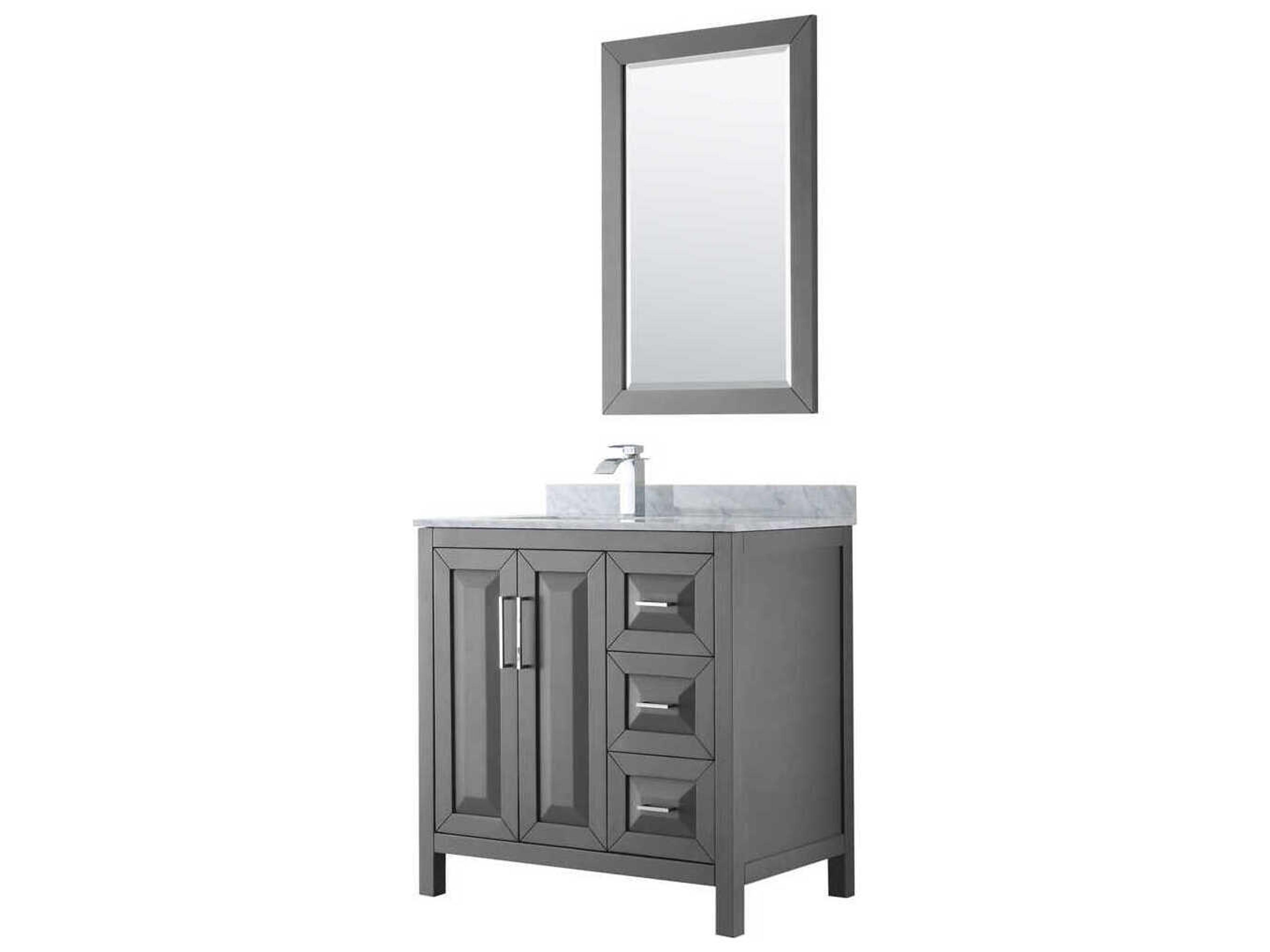 Wyndham Collection Daria 36" Dark Gray Vanity with 24" Mirror