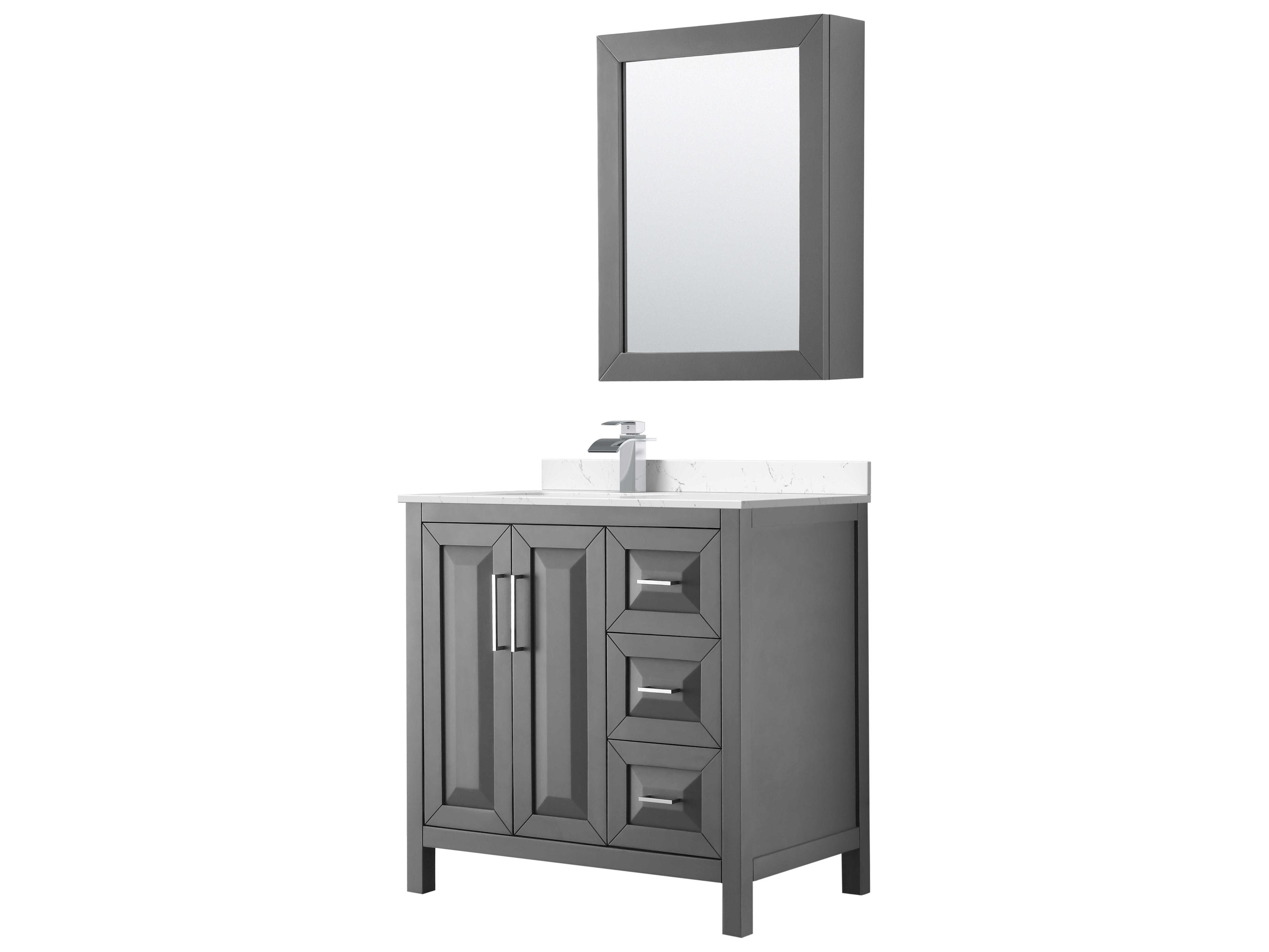 Wyndham Collection Daria 36" Dark Gray Vanity with Medicine Cabinet