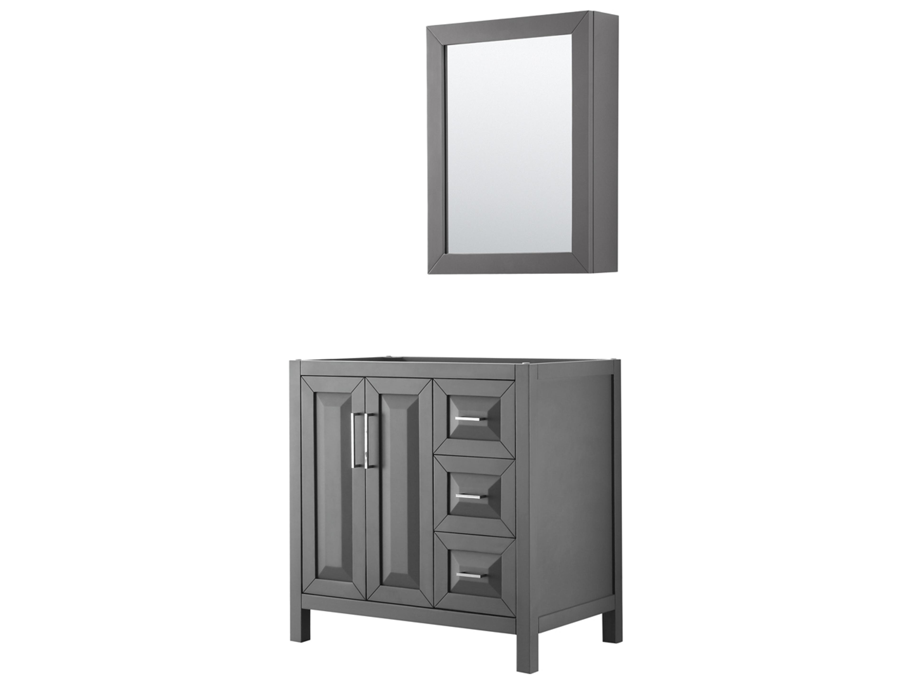 Wyndham Collection Daria 35" Dark Gray Vanity with Medicine Cabinet