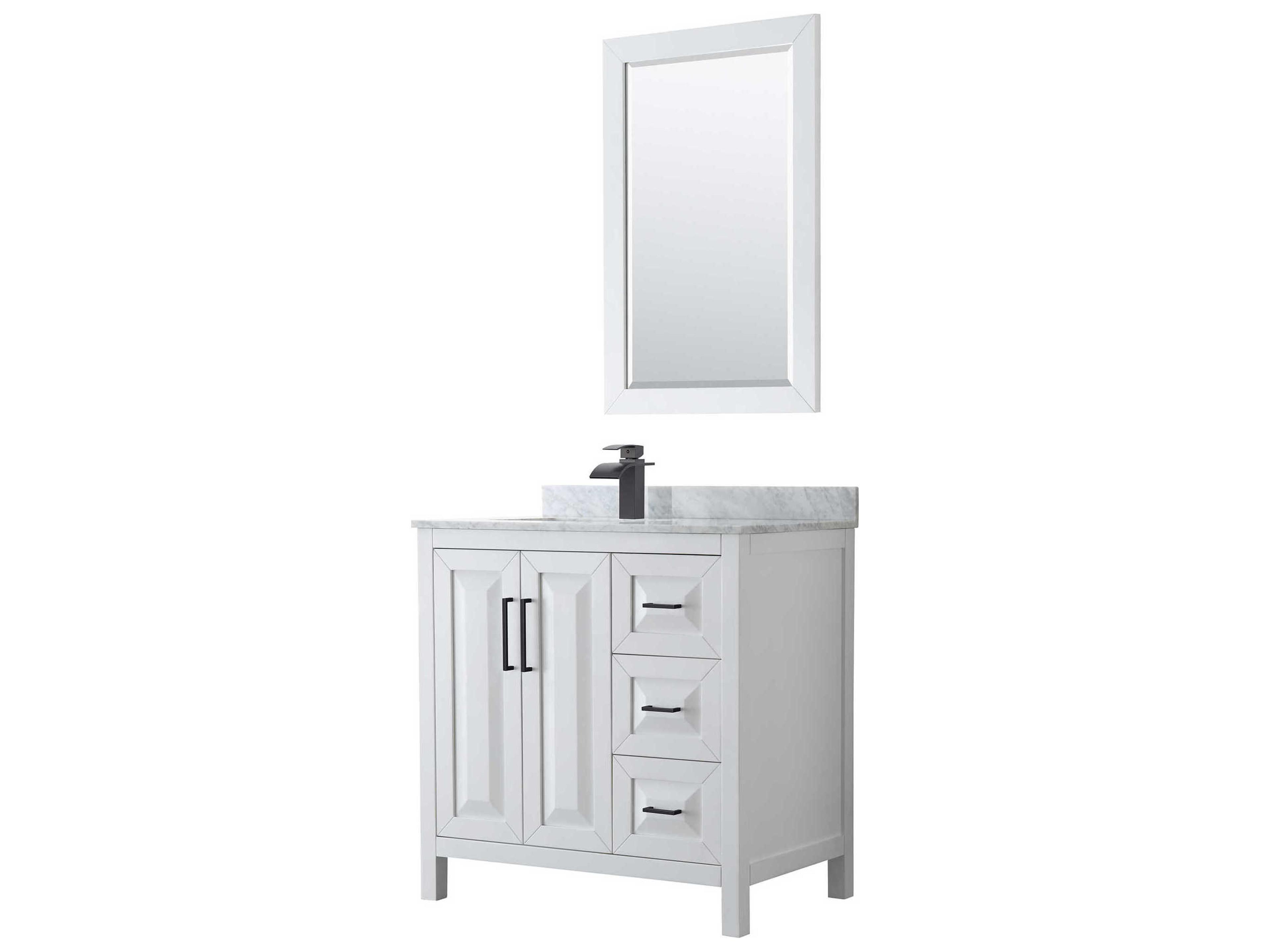 Wyndham Collection Daria 36" White Vanity with 24" Mirror