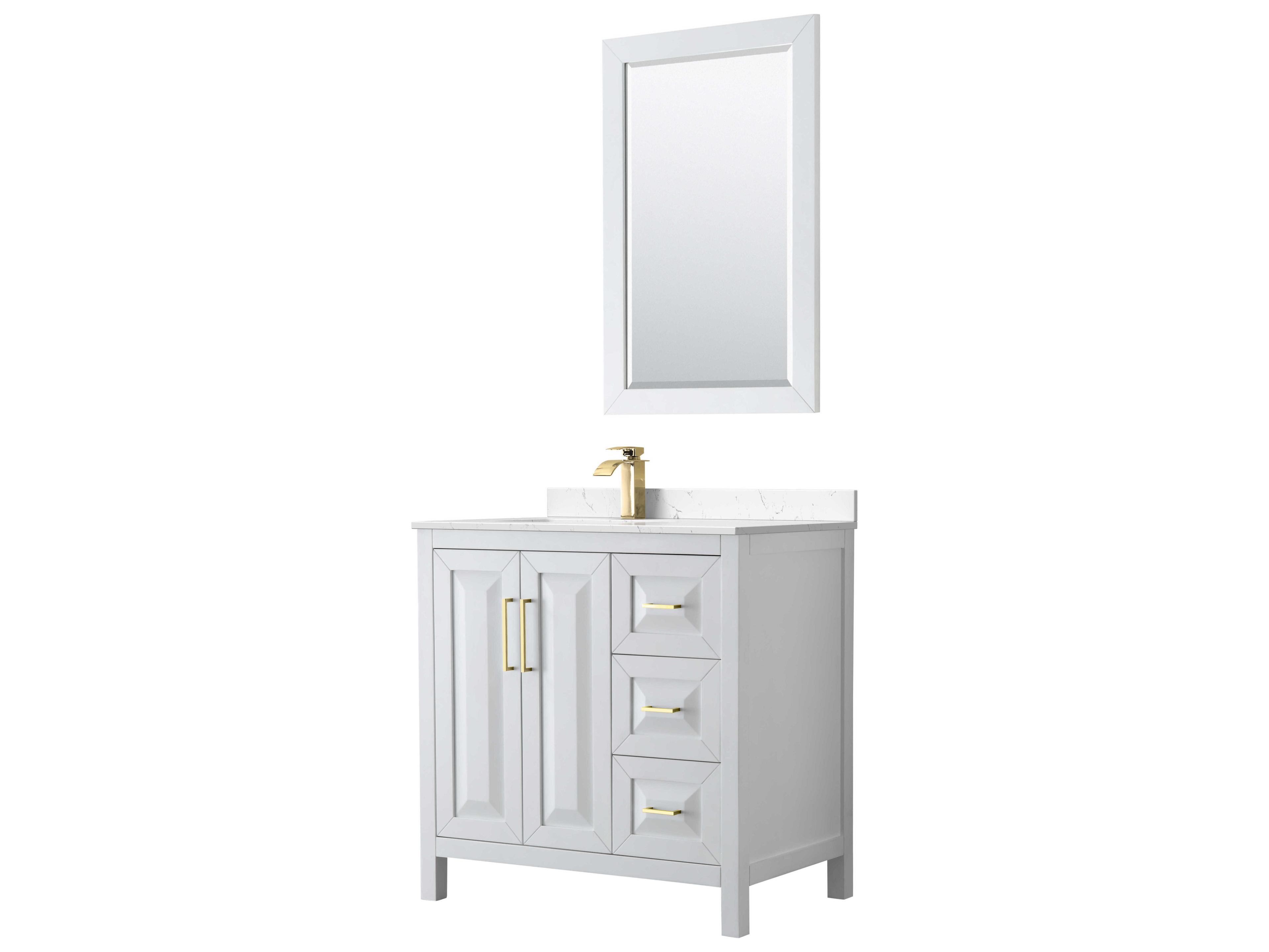 Wyndham Collection Daria 36" White Vanity with 24" Mirror