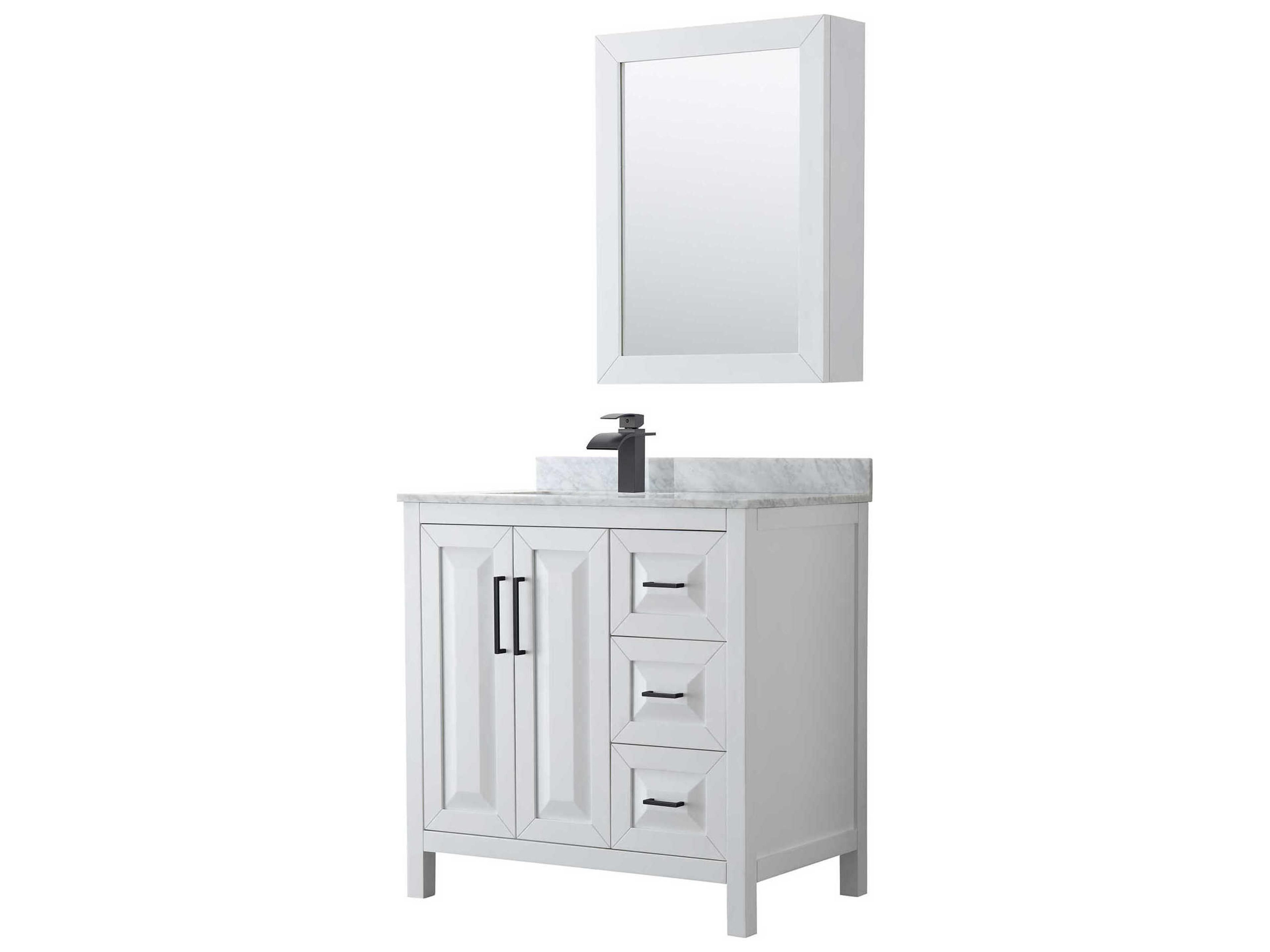 Wyndham Collection Daria 36" White Vanity with Medicine Cabinet