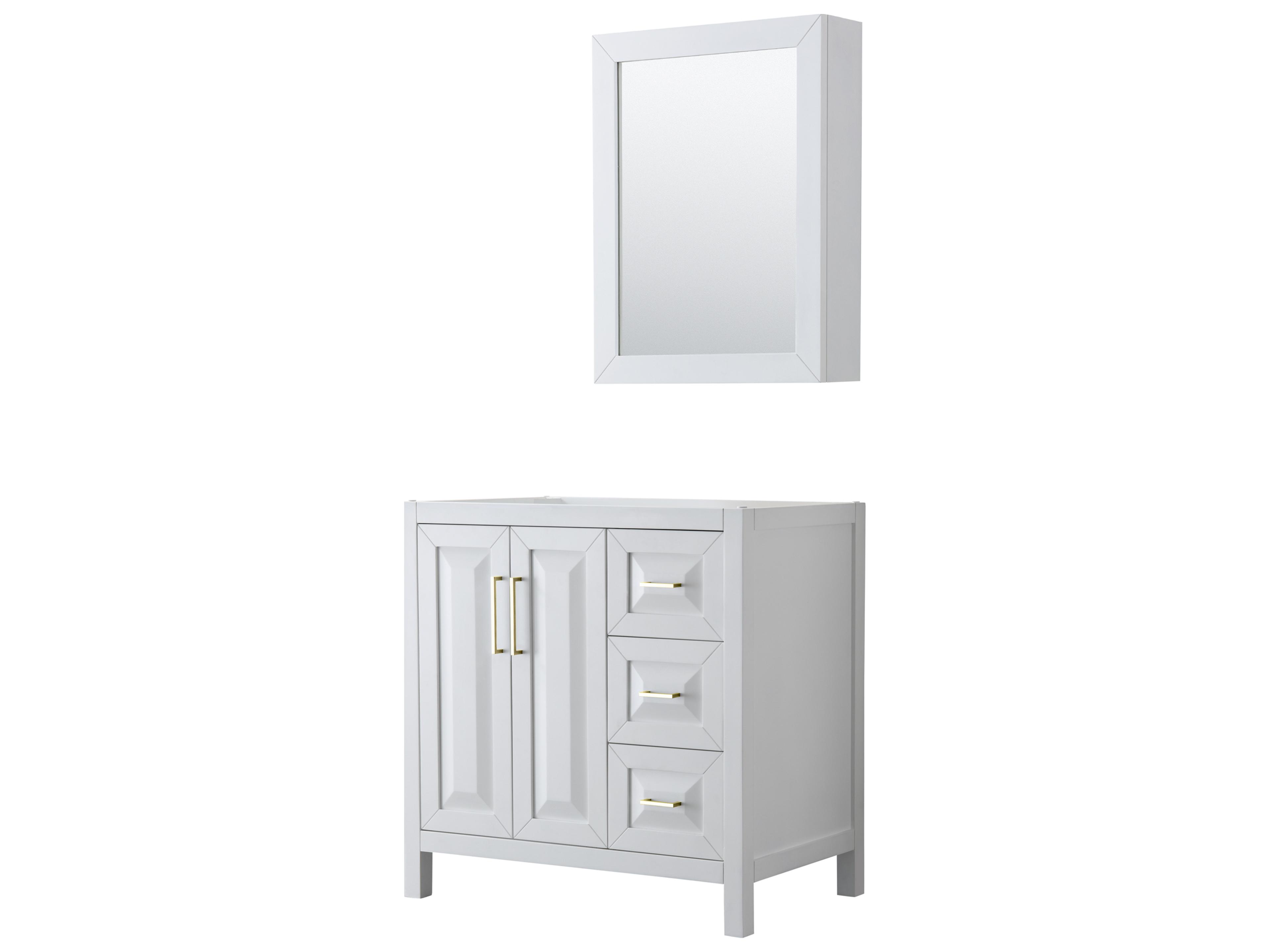 Wyndham Collection Daria 35" White Vanity with Medicine Cabinet