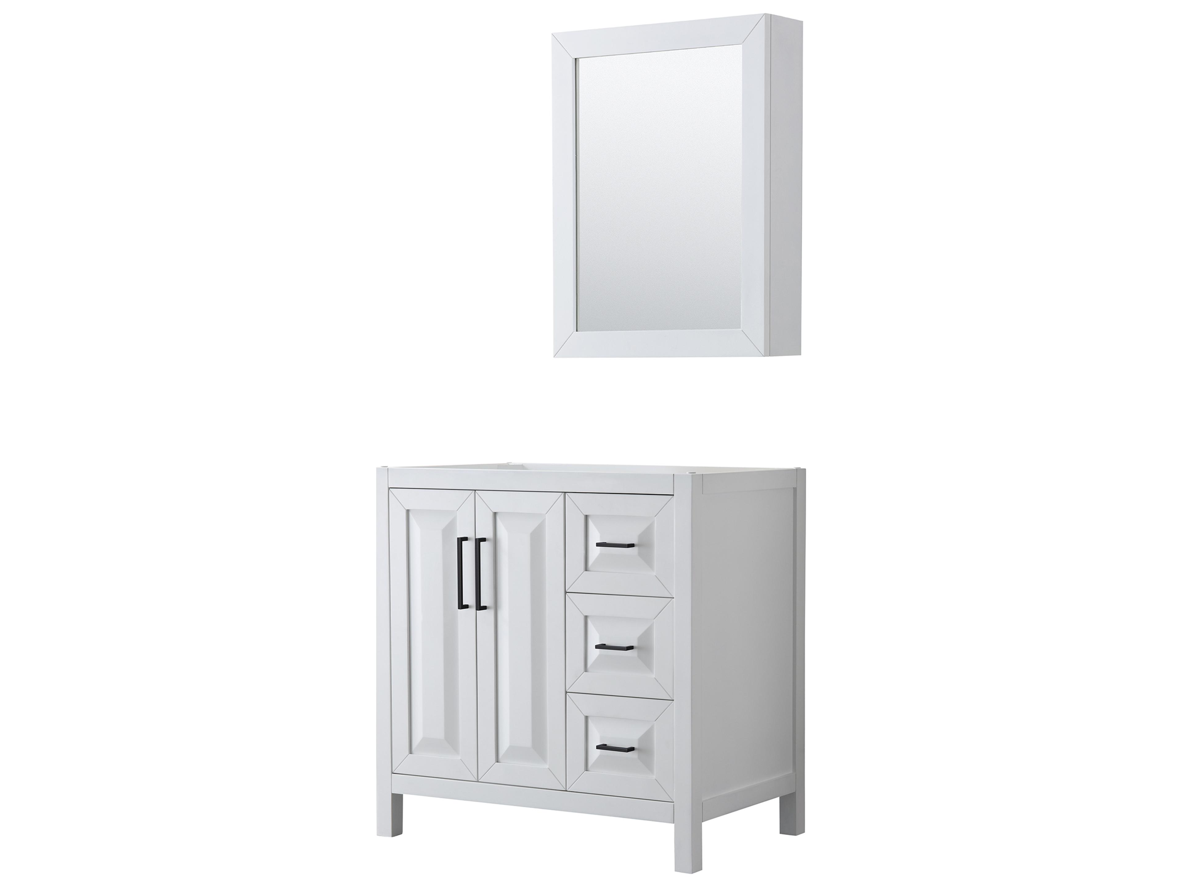 Wyndham Collection Daria 35" White Vanity with Medicine Cabinet