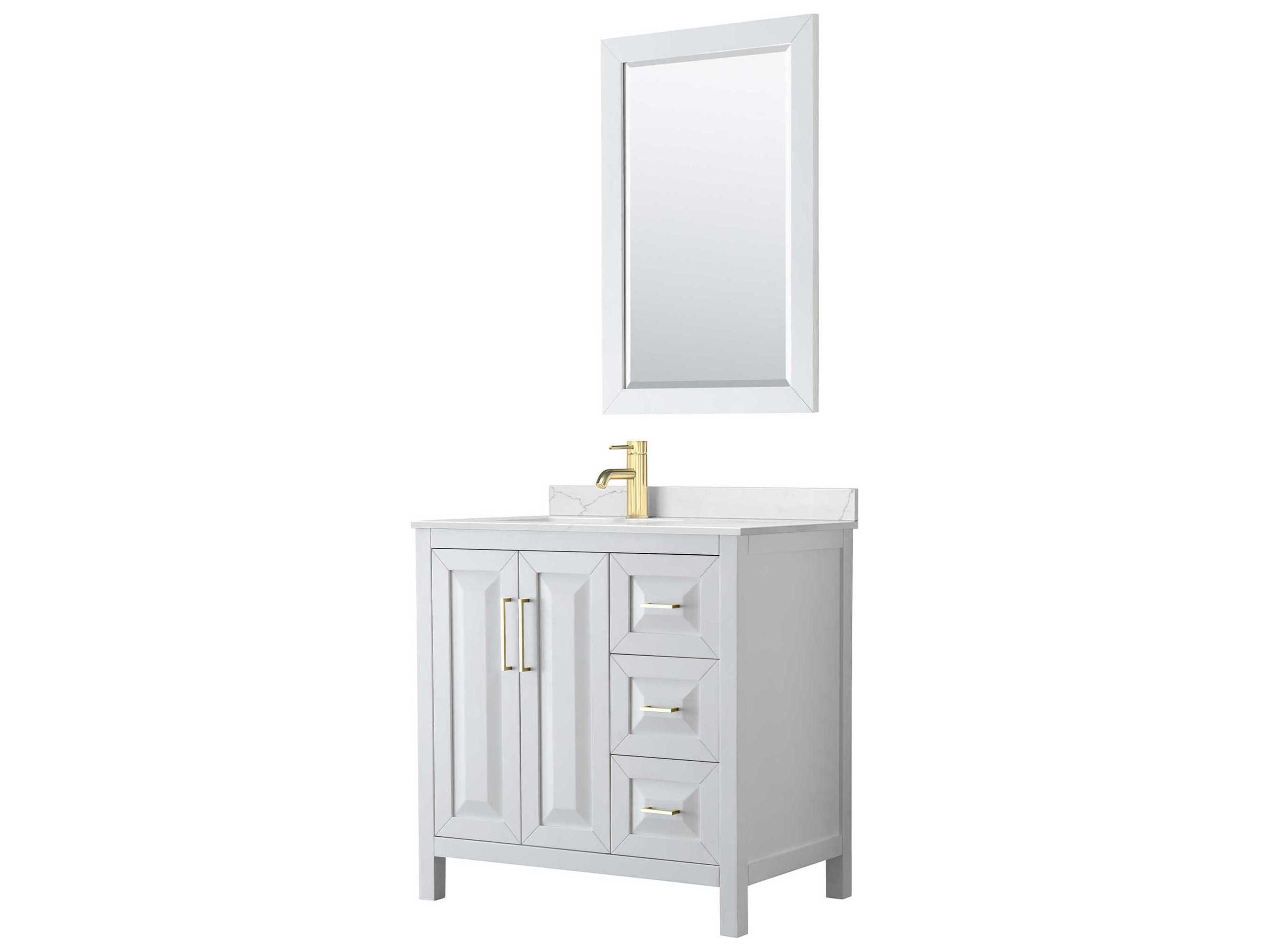 Wyndham Collection Daria 36" White Vanity with 24" Mirror
