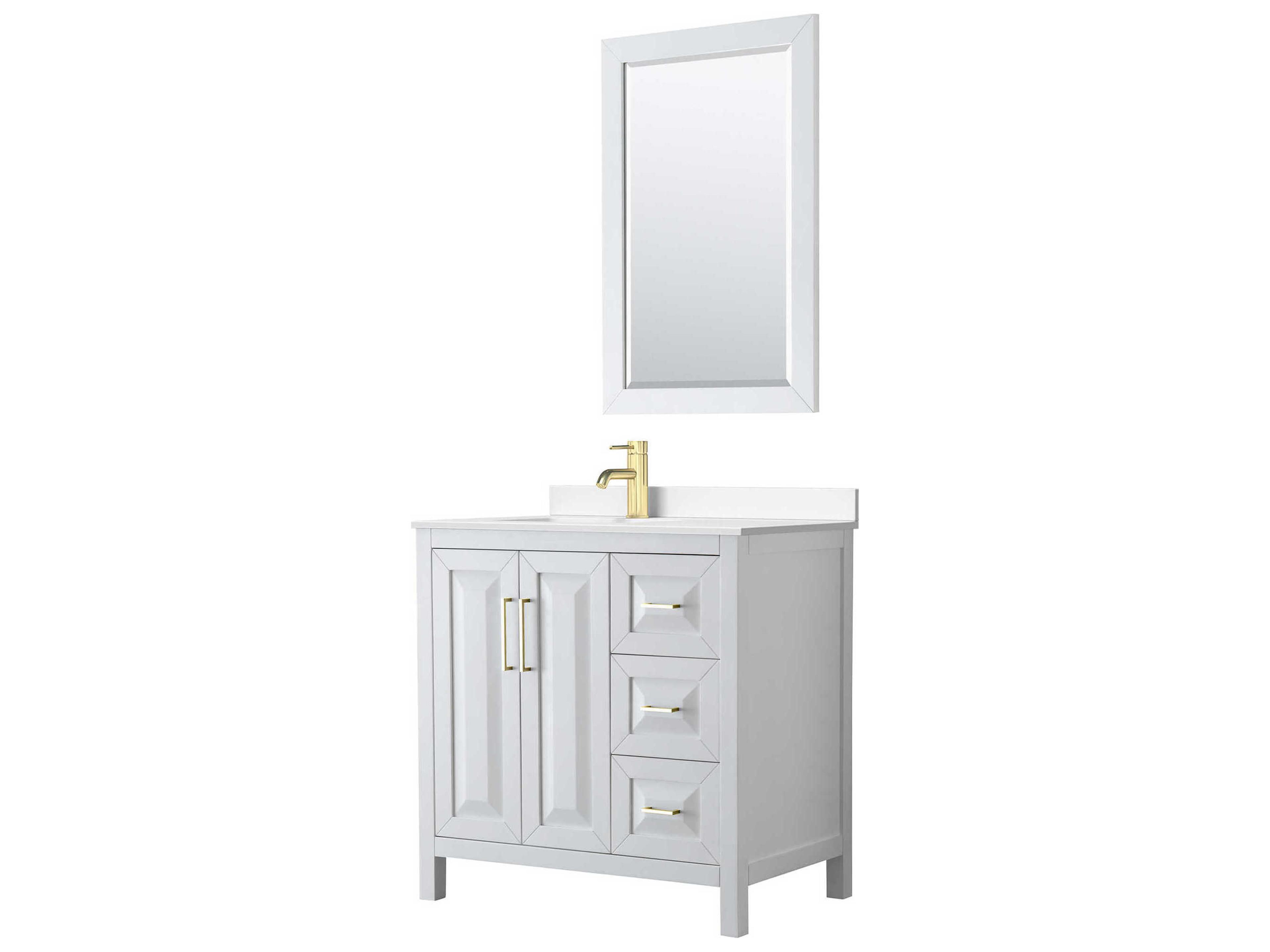 Wyndham Collection Daria 36" White Vanity with 24" Mirror
