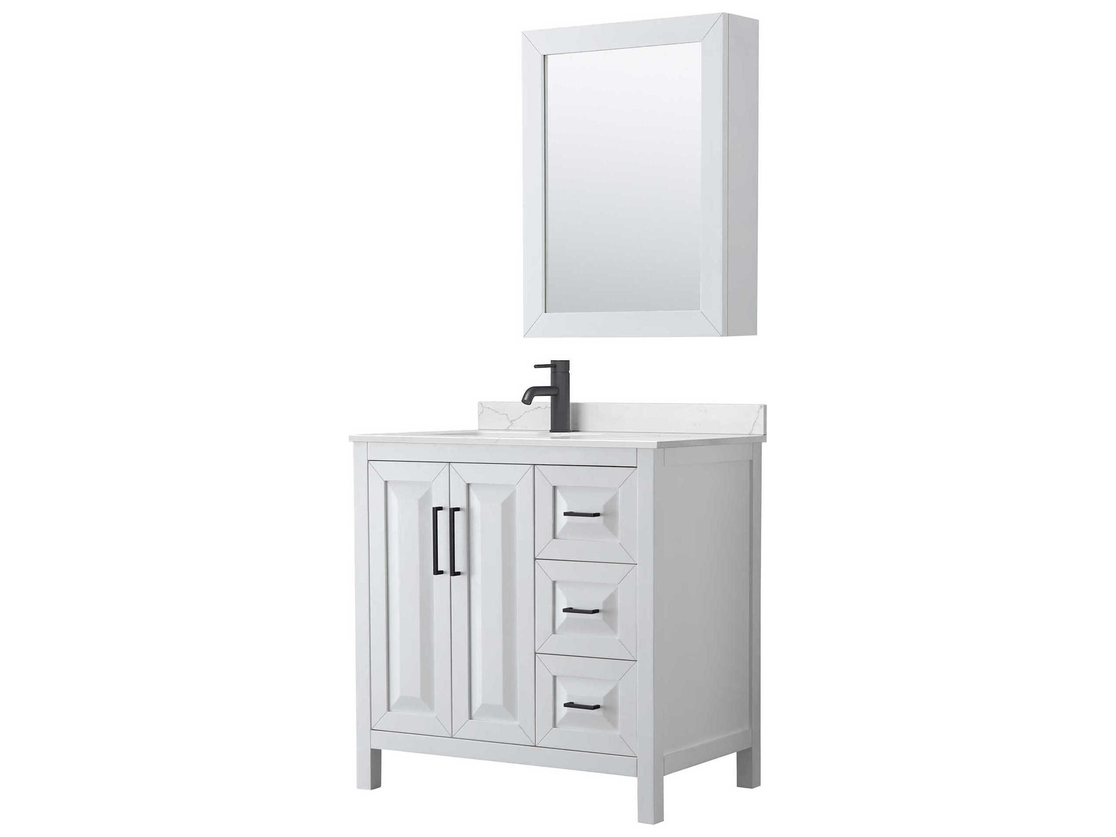 Daria 36" White Vanity with Medicine Cabinet