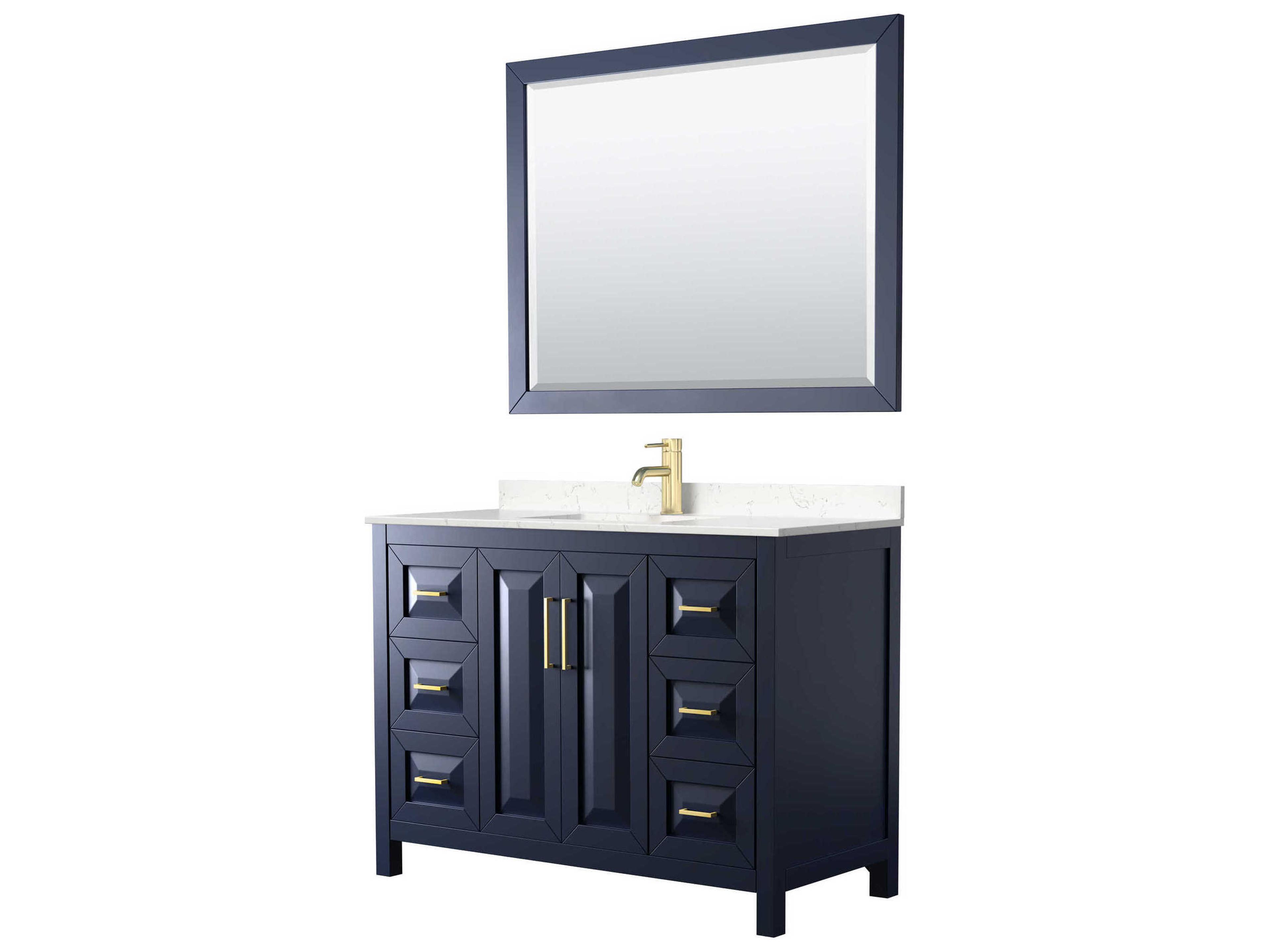 Wyndham Collection Daria 48" Dark Blue Vanity with 46" Mirror