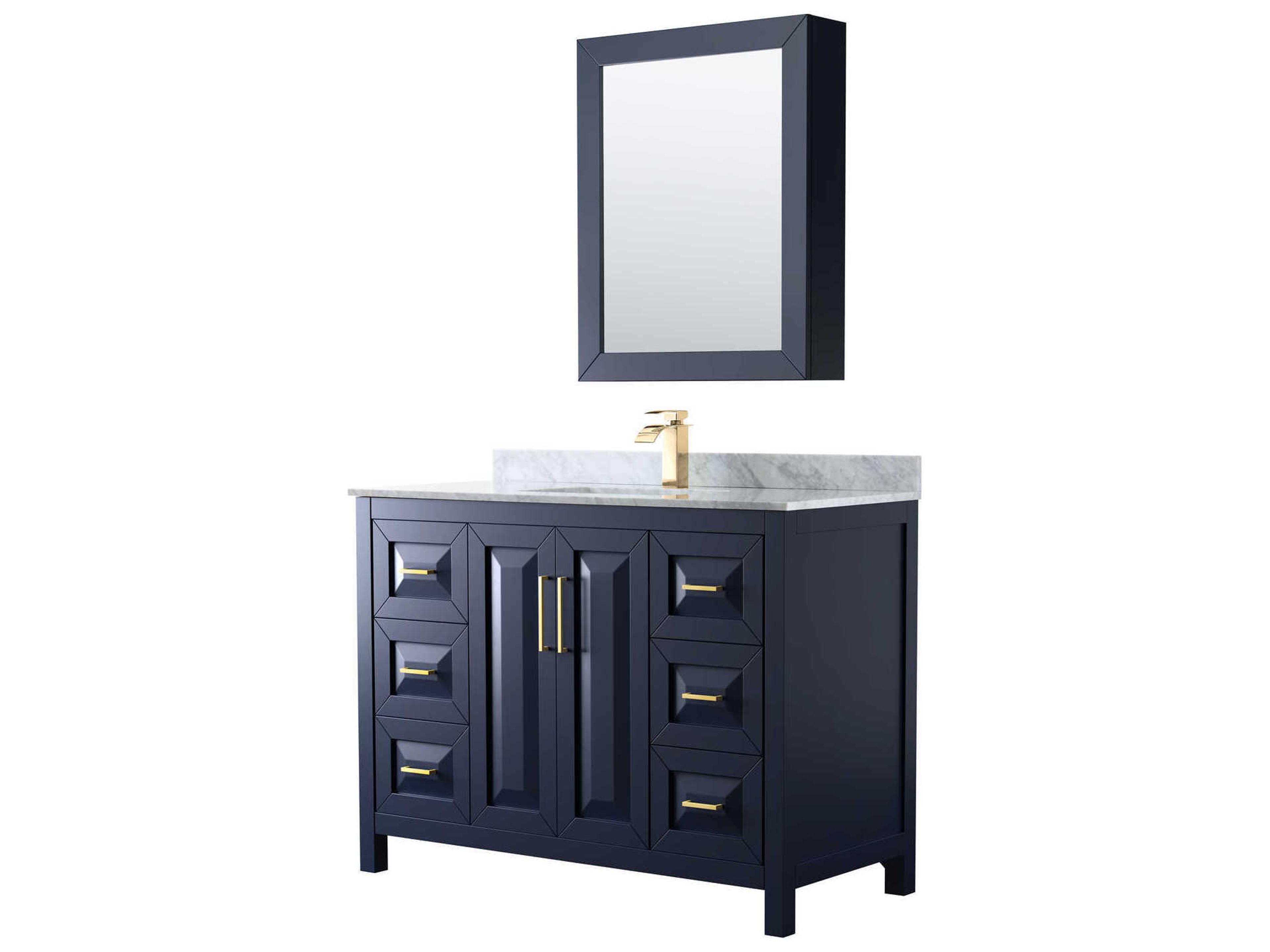 Wyndham Collection Daria 48" Dark Blue Vanity with Medicine Cabinet