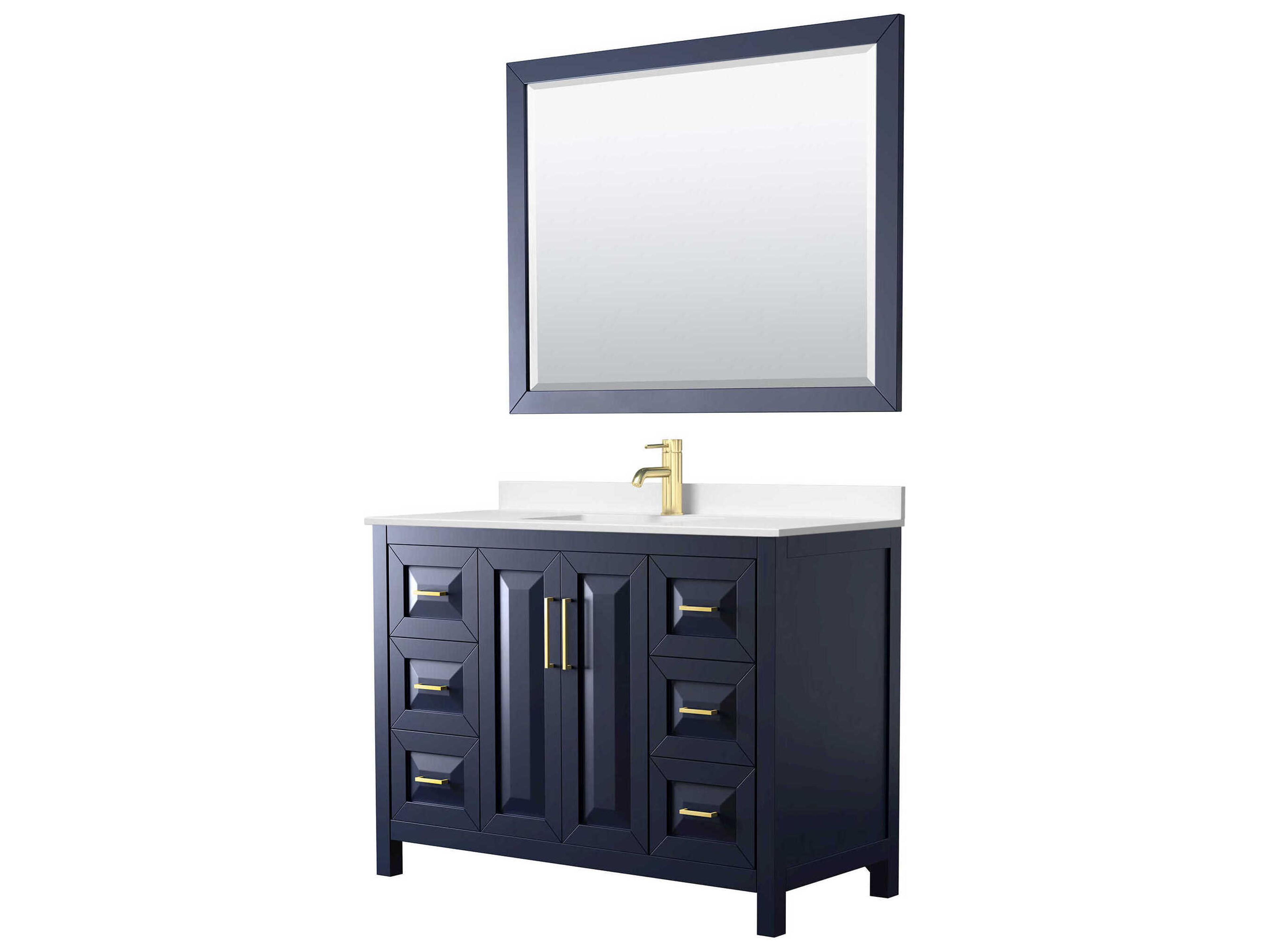 Wyndham Collection Daria 48" Dark Blue Vanity with 46" Mirror
