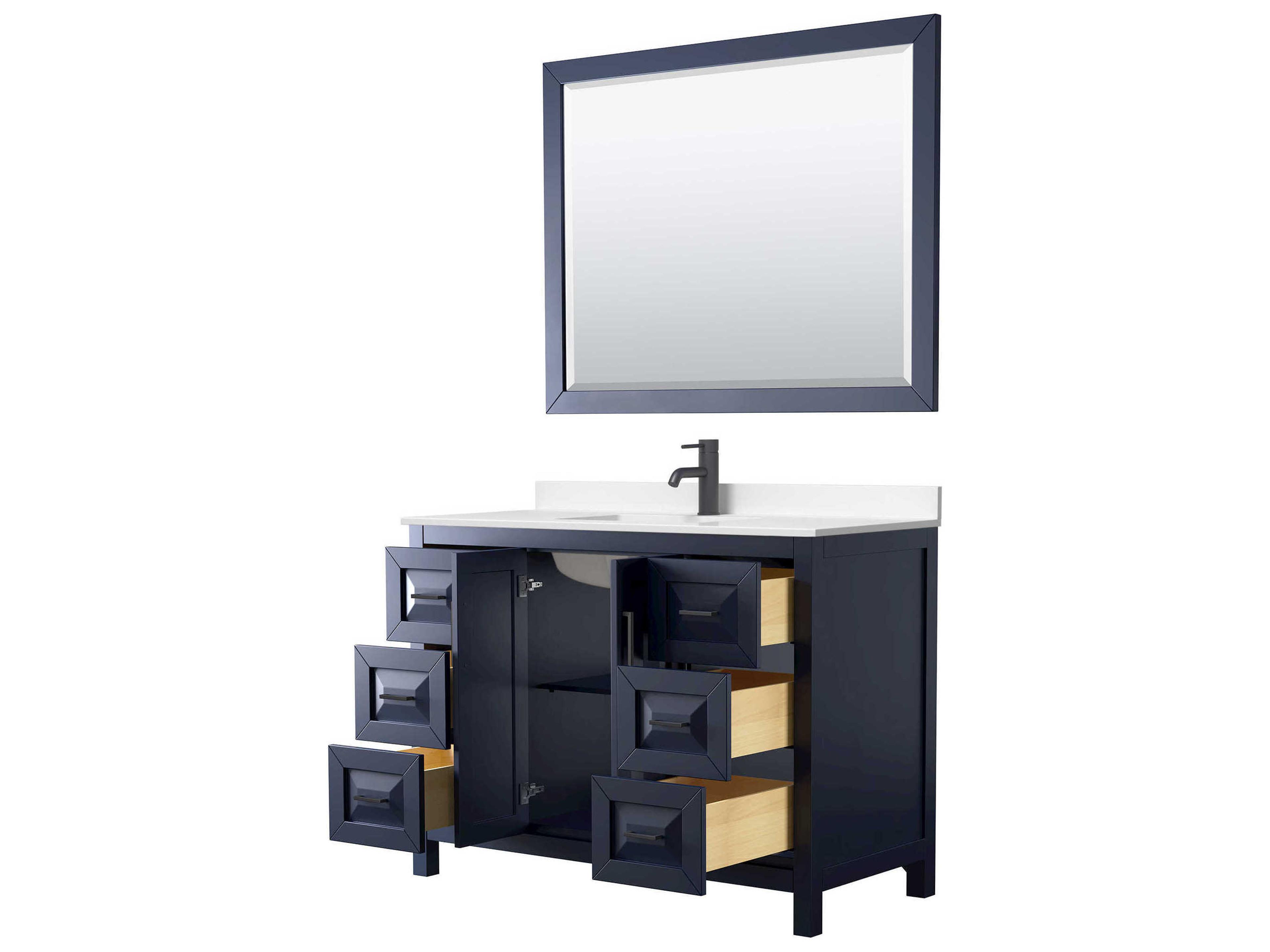 Wyndham Collection Daria 48" Dark Blue Vanity with 46" Mirror