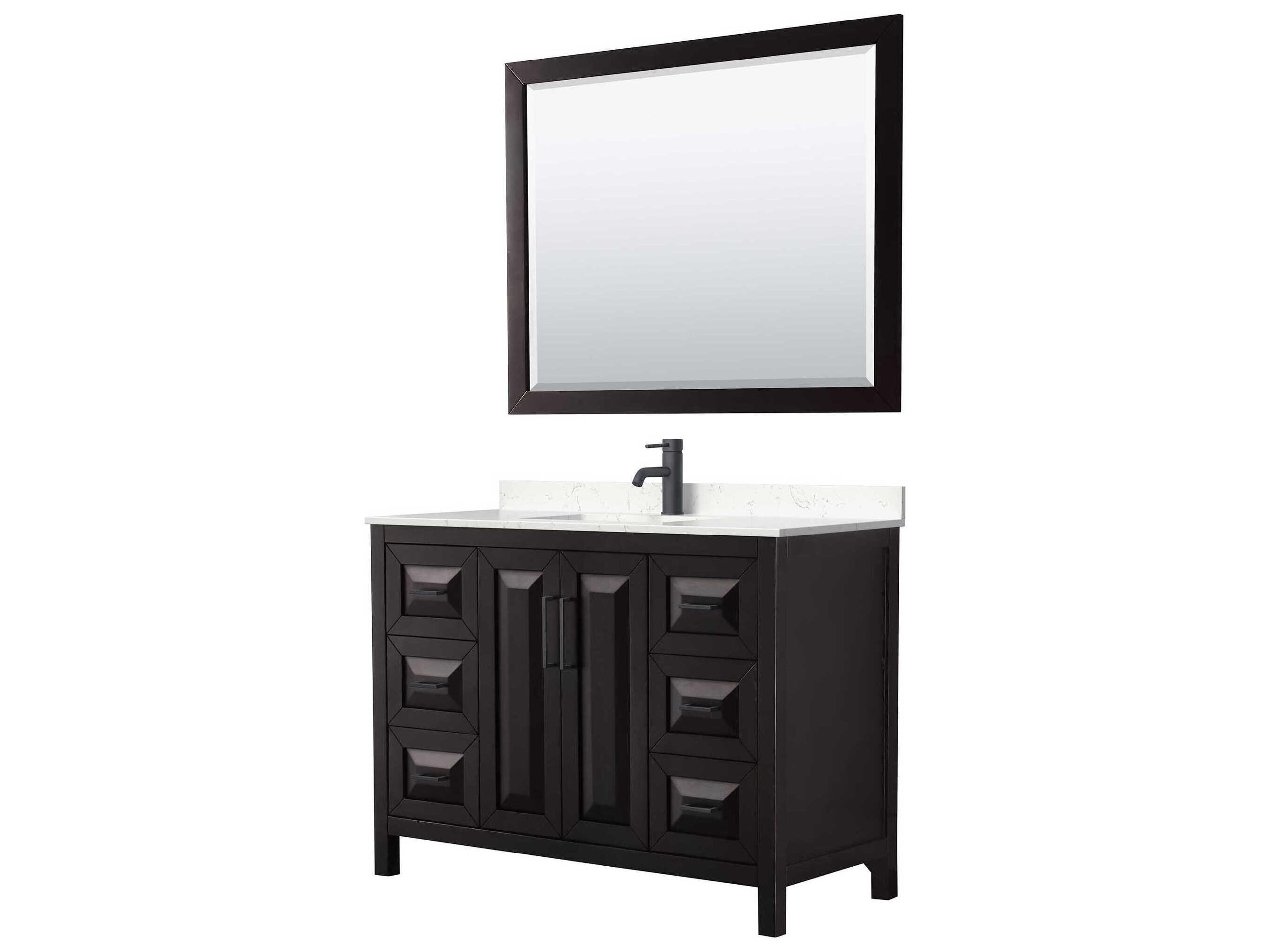 Wyndham Collection Daria 48" Dark Espresso Vanity with 46" Mirror