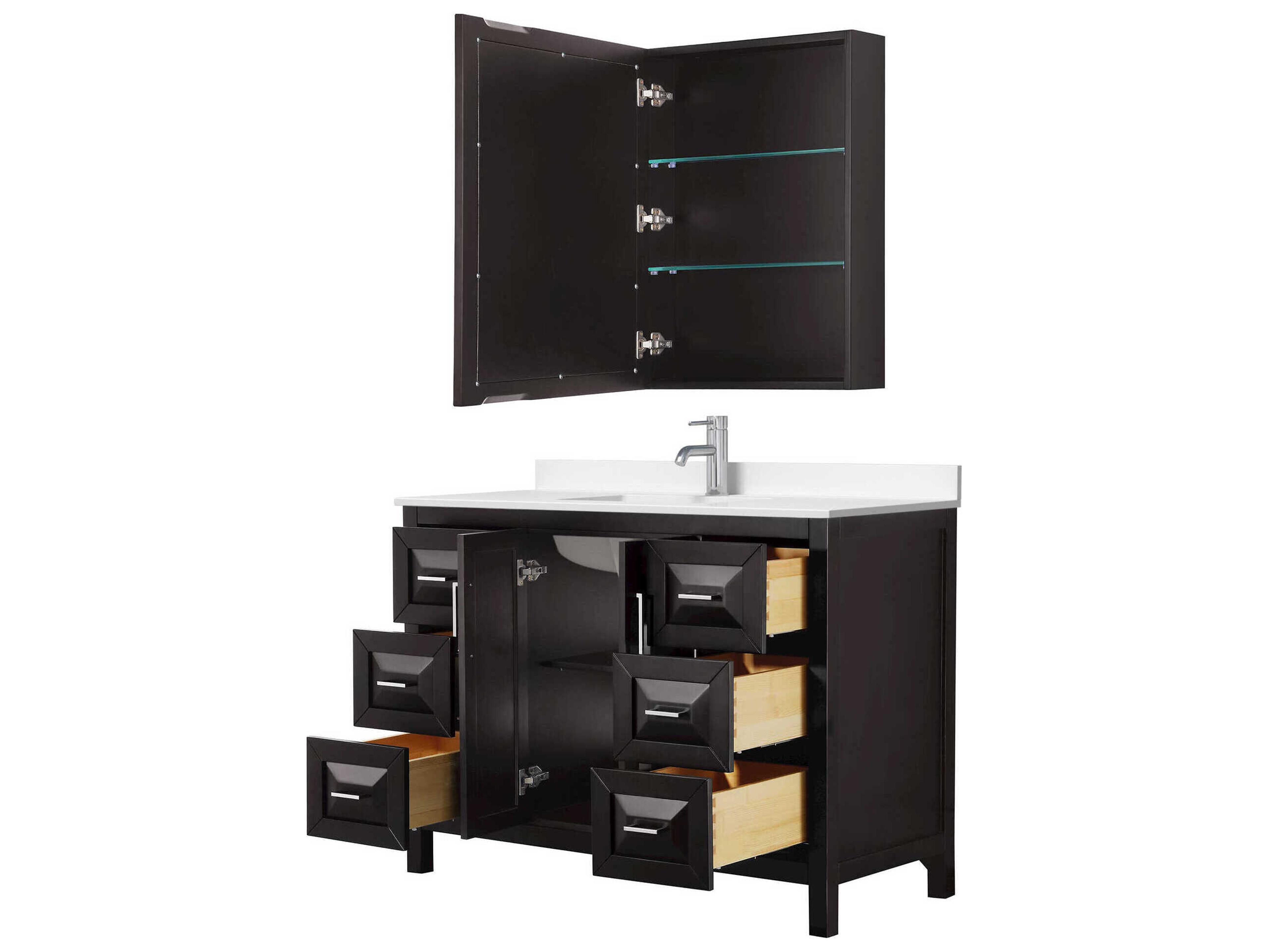 Wyndham Collection Daria 48" Dark Espresso Vanity with Medicine Cabinet