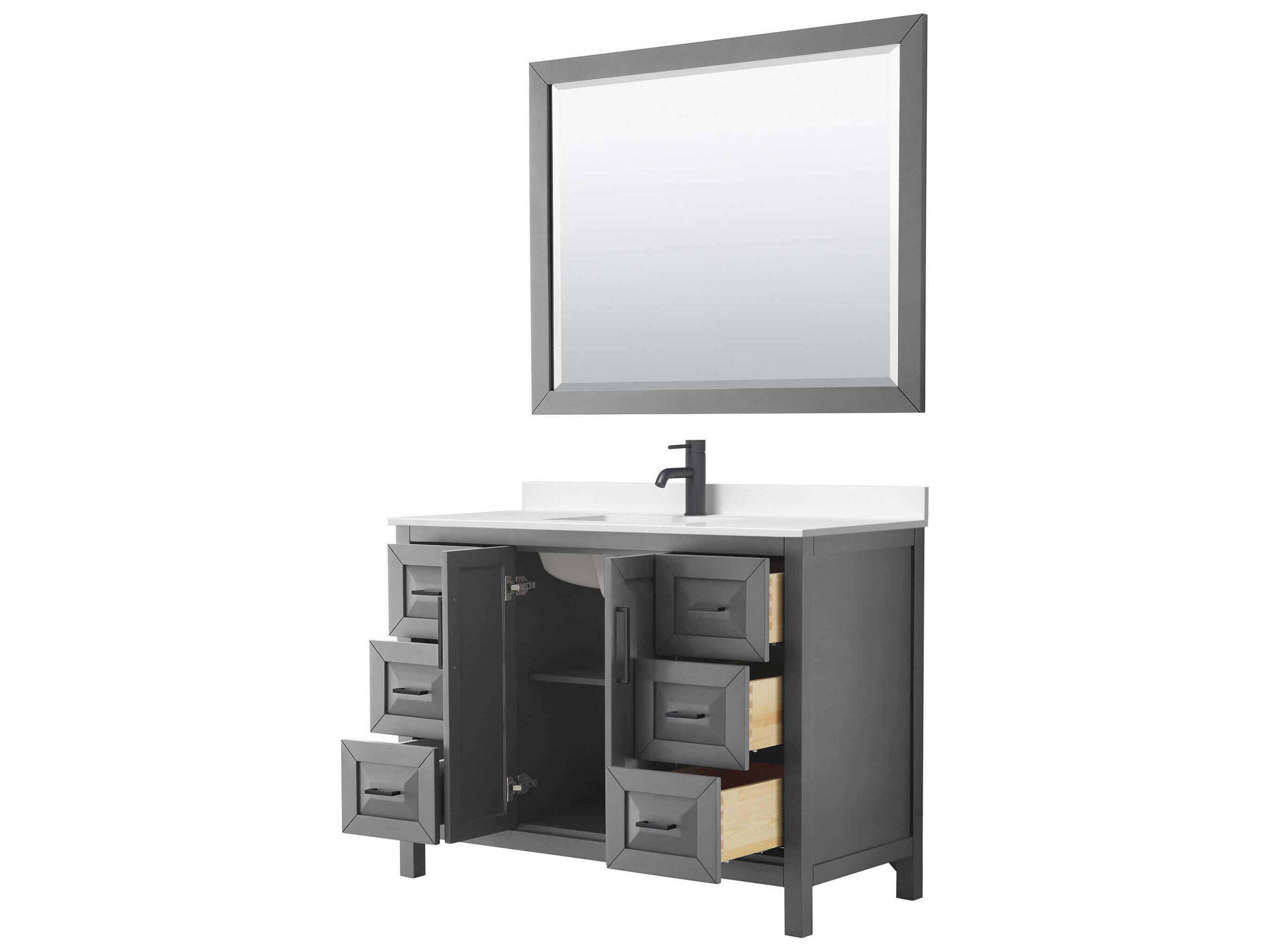 Wyndham Collection Daria 48" Dark Gray Vanity with 46" Mirror