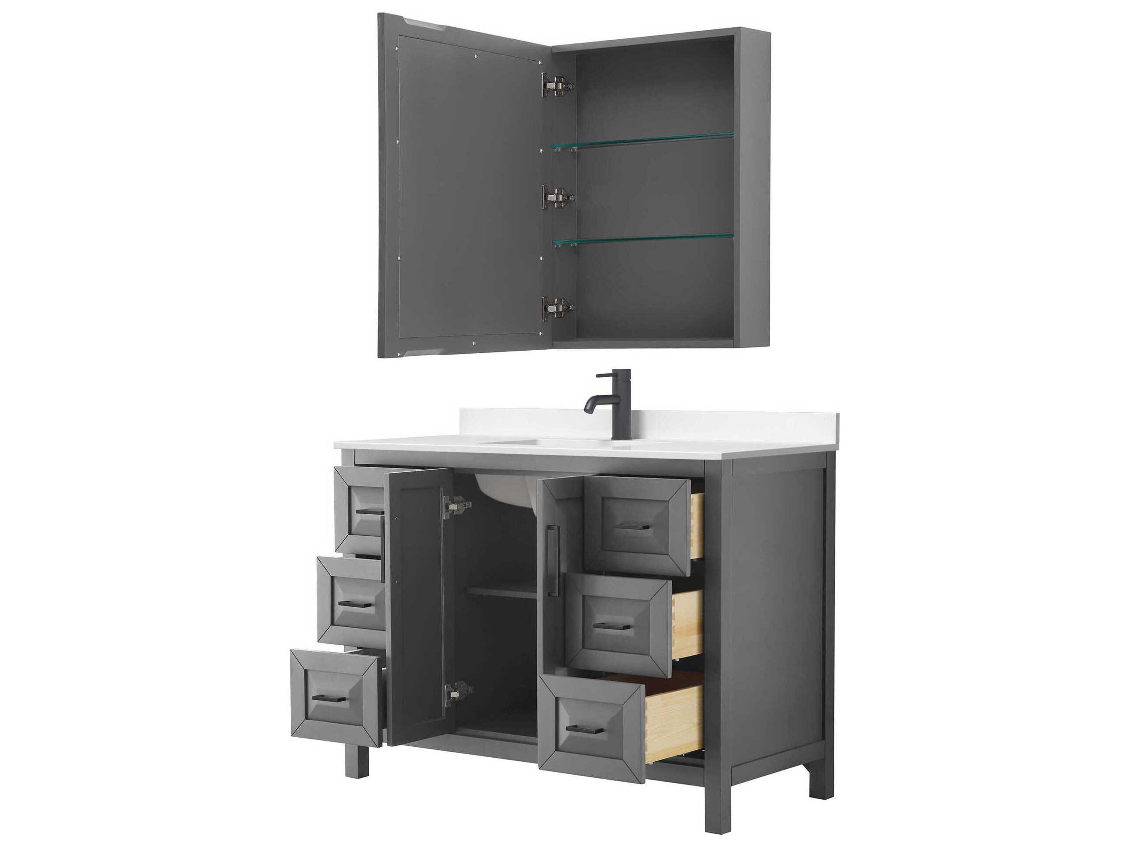 Wyndham Collection Daria 48" Dark Gray Vanity with Medicine Cabinet
