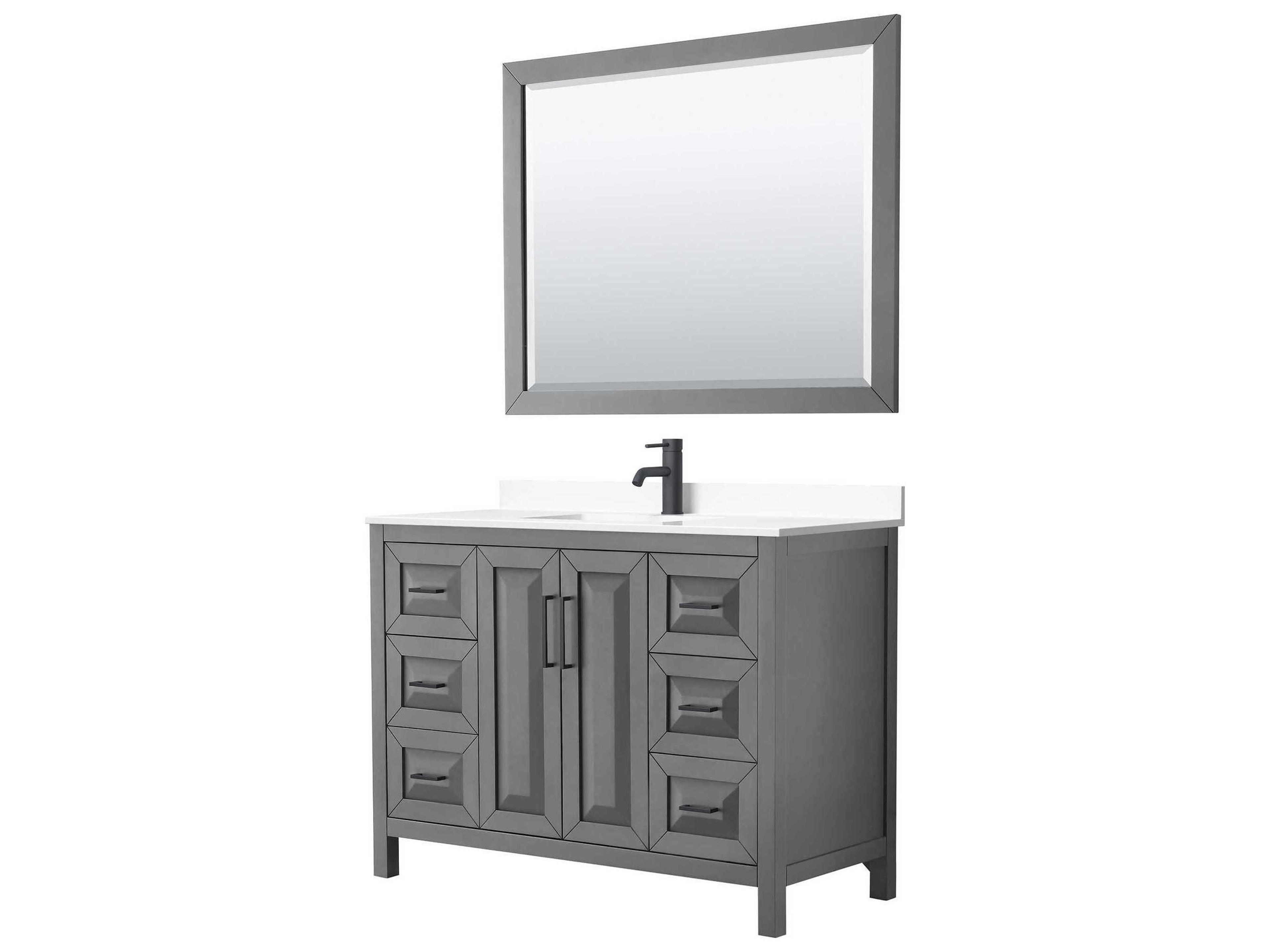 Wyndham Collection Daria 48" Dark Gray Vanity with 46" Mirror