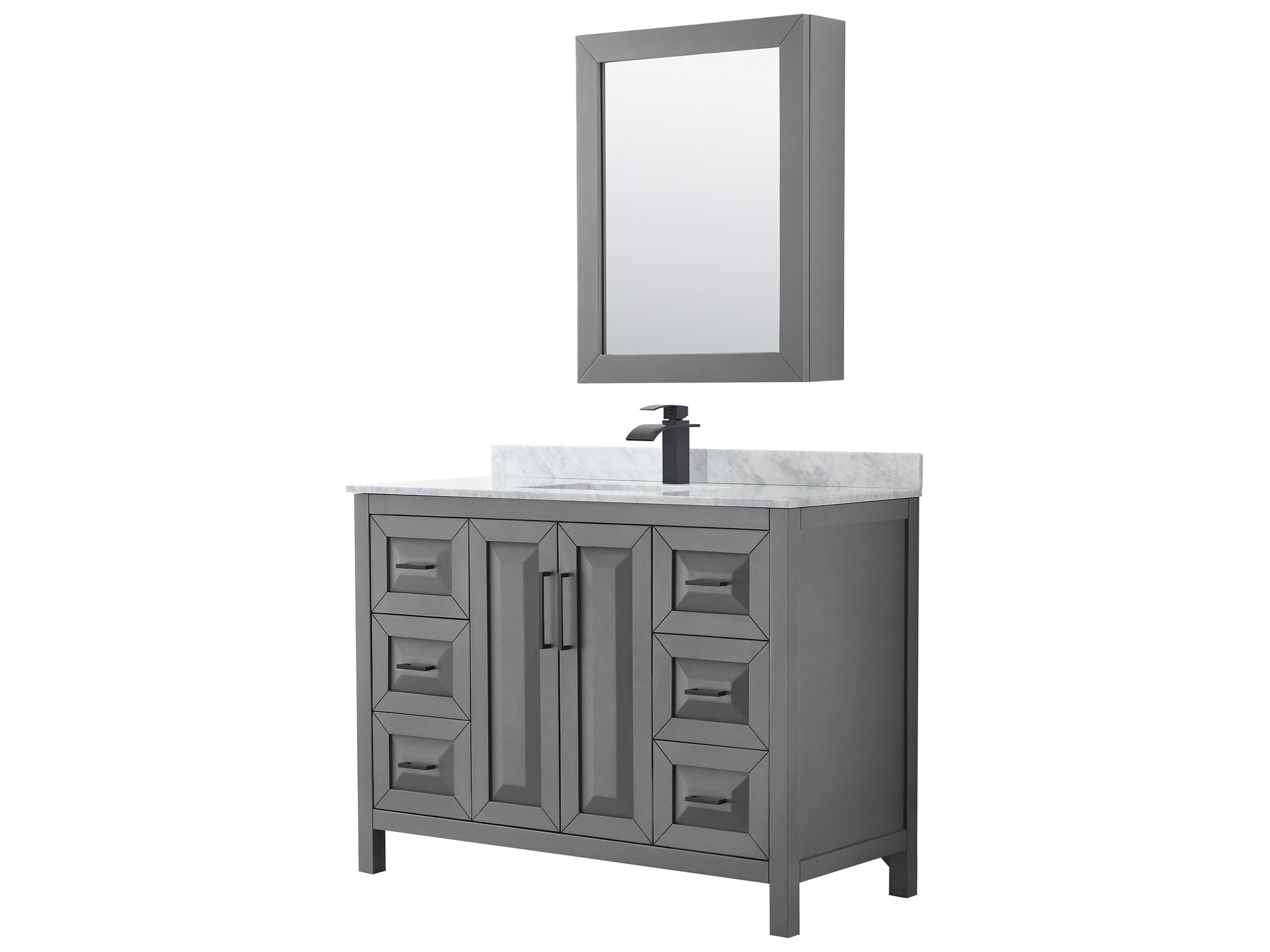 Wyndham Collection Daria 48" Dark Gray Vanity with Medicine Cabinet