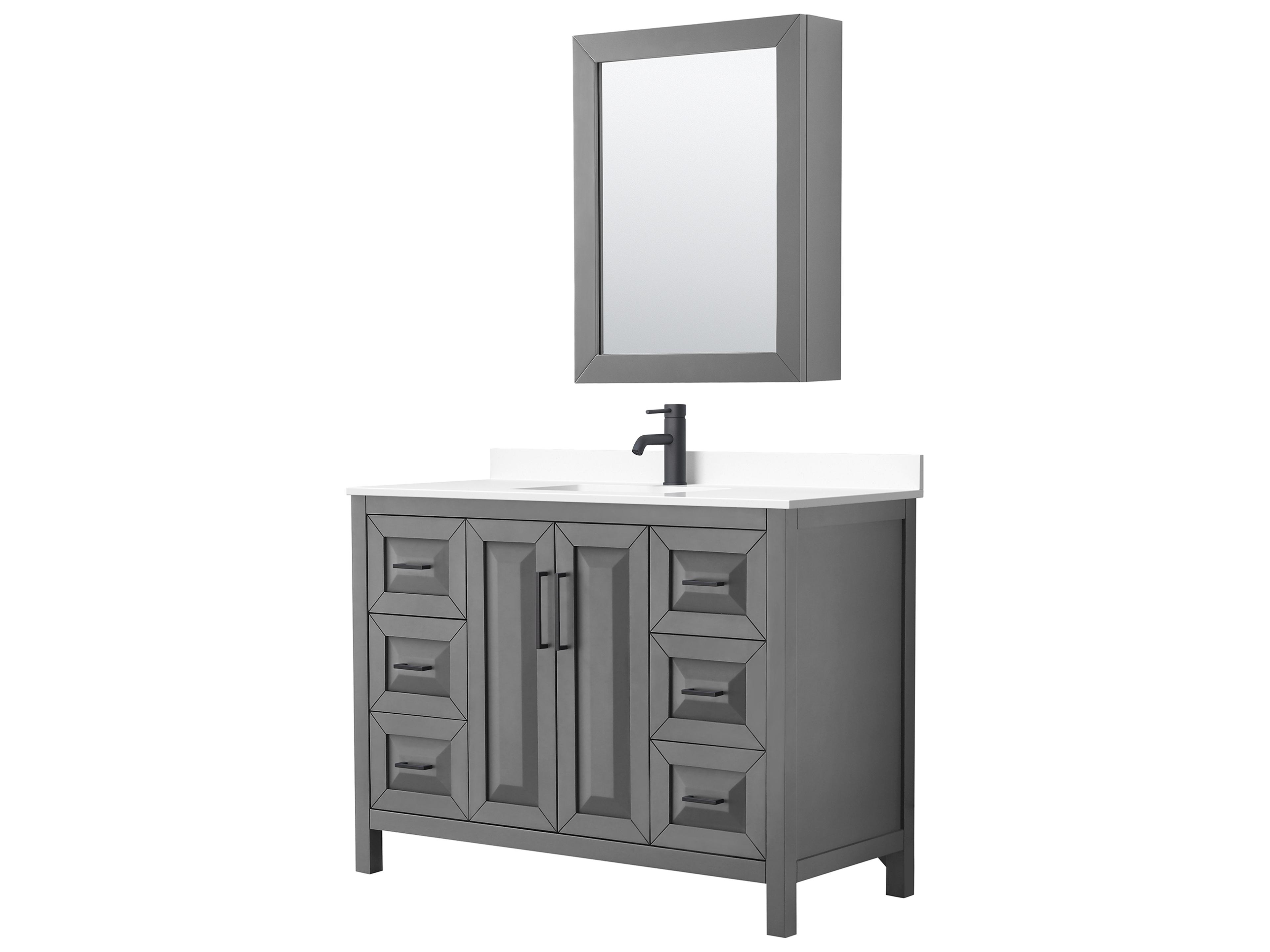 Wyndham Collection Daria 48" Dark Gray Vanity with Medicine Cabinet