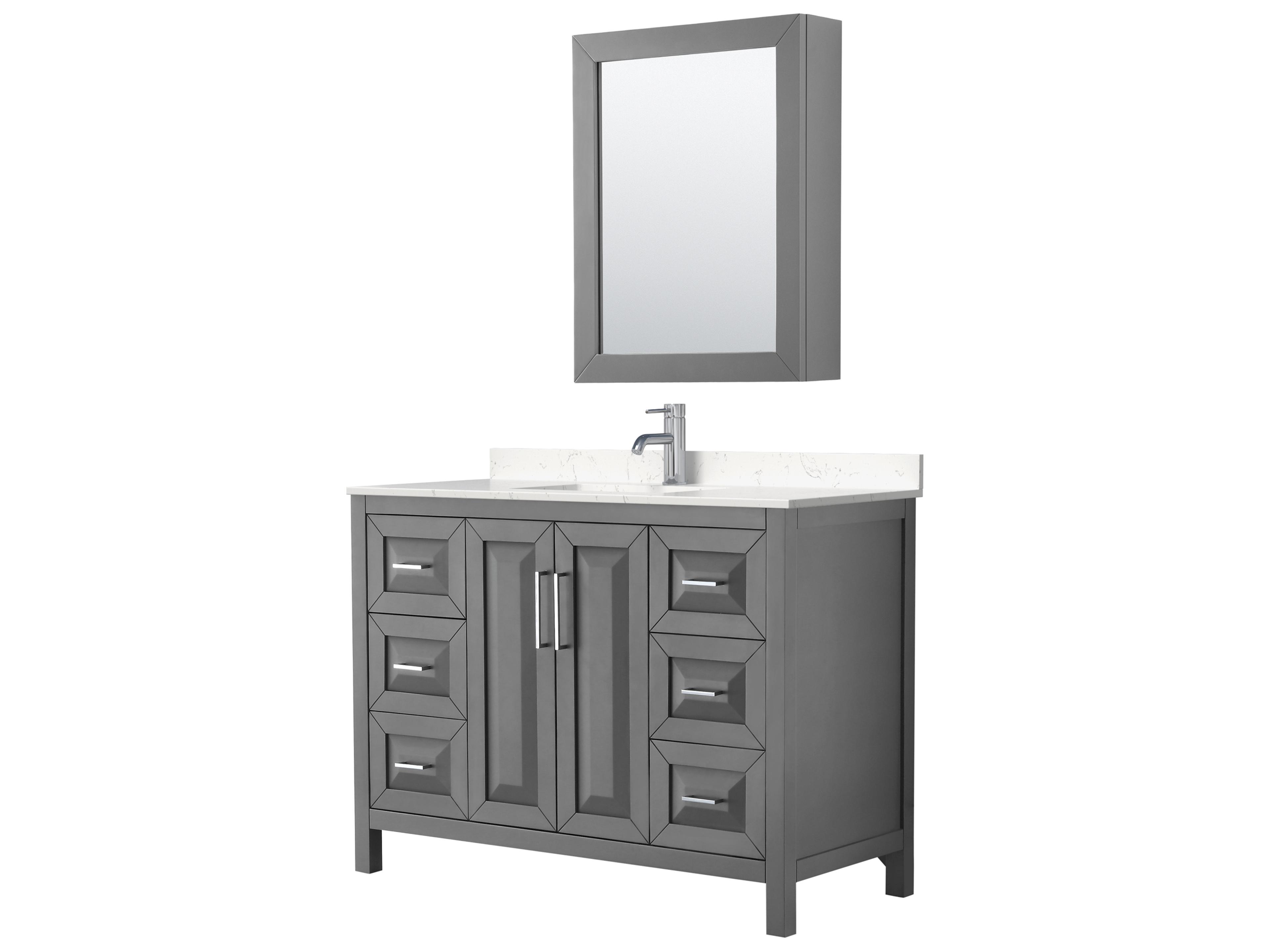 Wyndham Collection Daria 48" Dark Gray Vanity with Medicine Cabinet