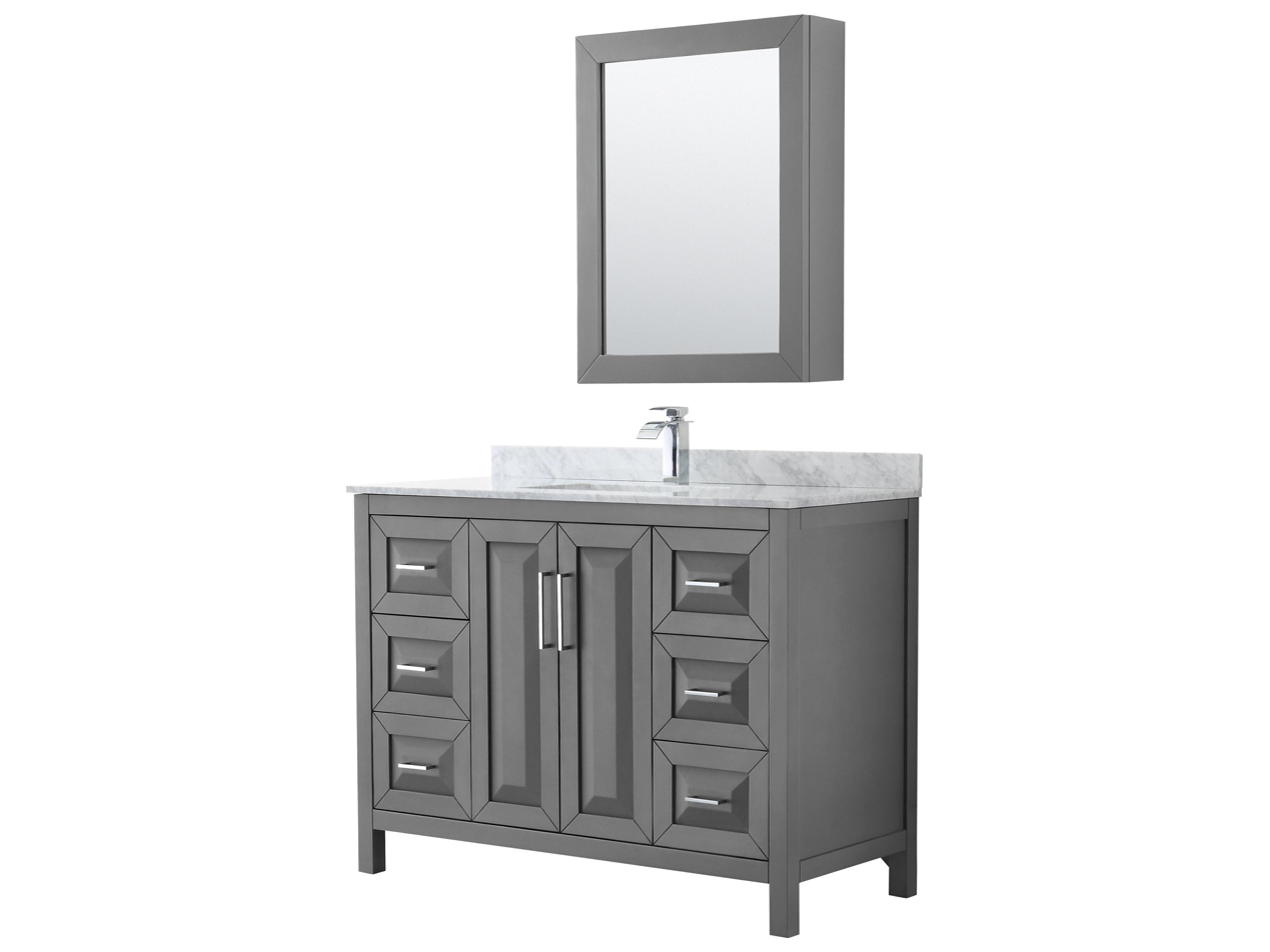 Wyndham Collection Daria 48" Dark Gray Vanity with Medicine Cabinet